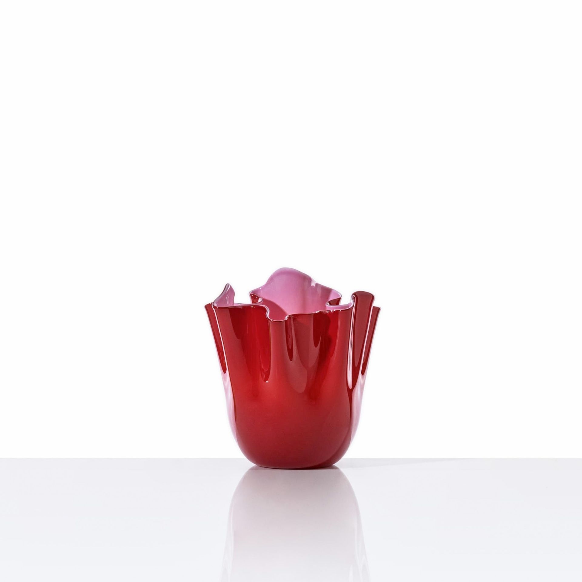 VENINI Vaso Fazzoletto Small Rosso/Rosa Opaco 13.5 CM - H 13.5 CM 700.04