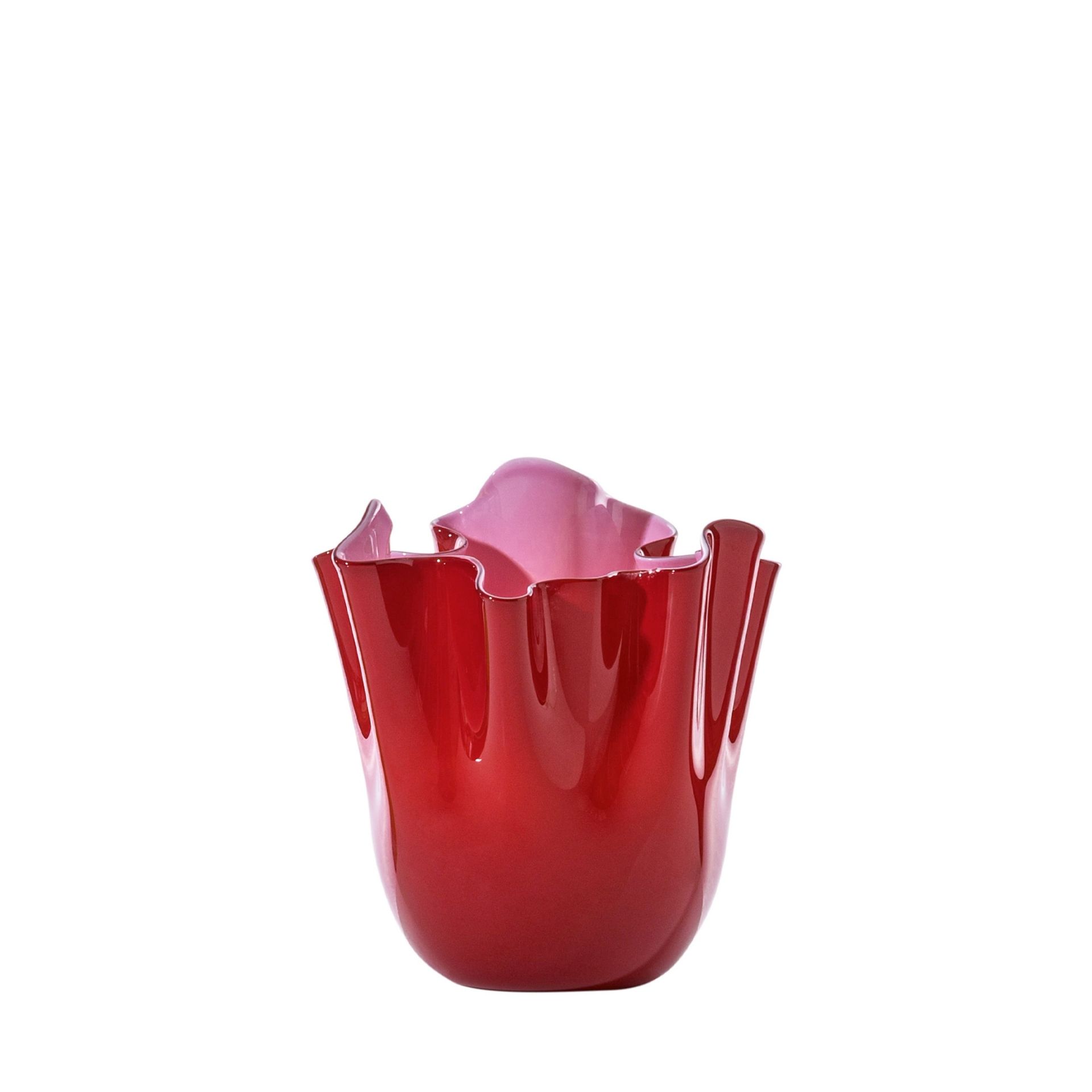 VENINI Vaso Fazzoletto Small Rosso/Rosa Opaco 13.5 CM - H 13.5 CM 700.04