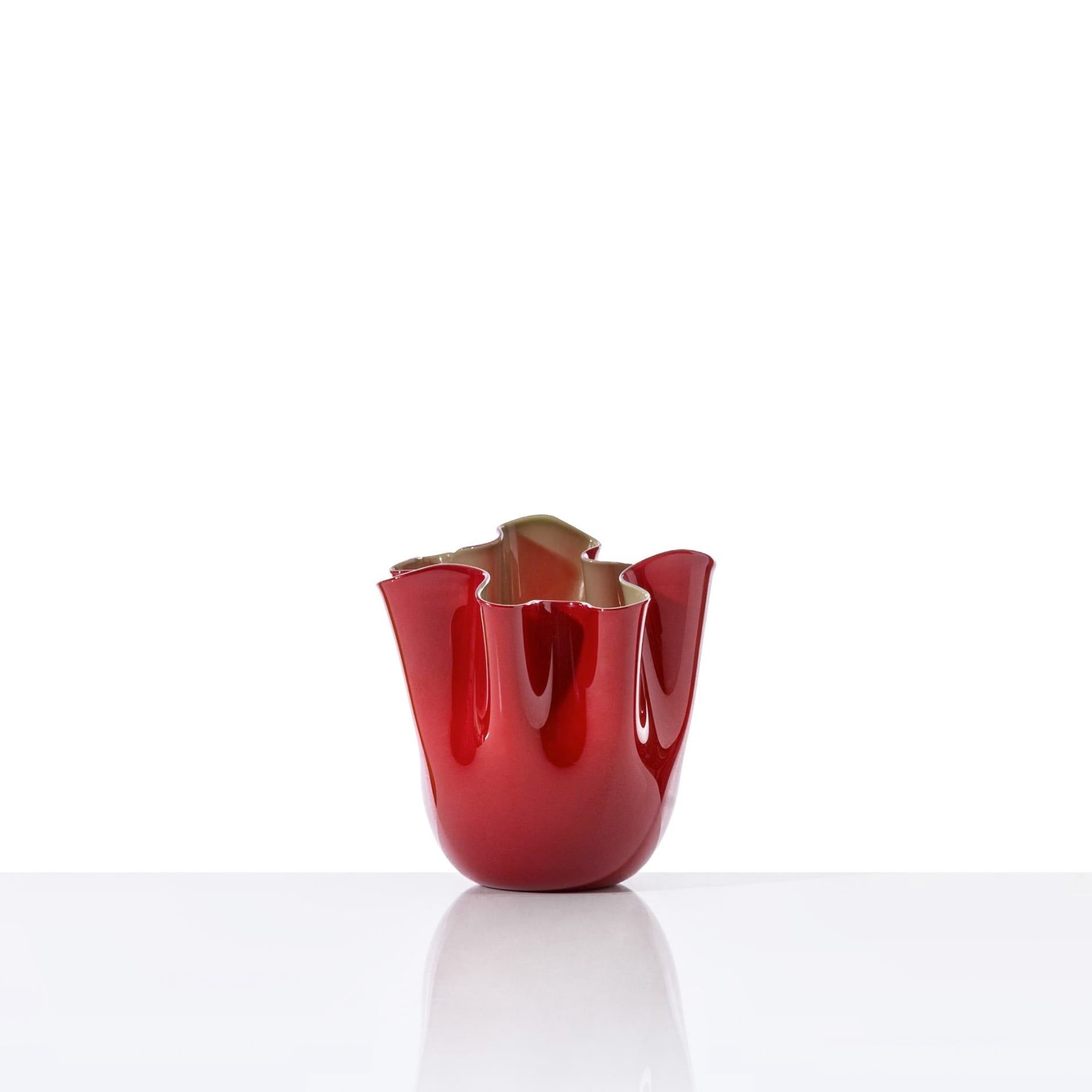 VENINI Vaso Fazzoletto Small Rosso/Verde Mela 13,5 CM – H 13,5 CM 700.04