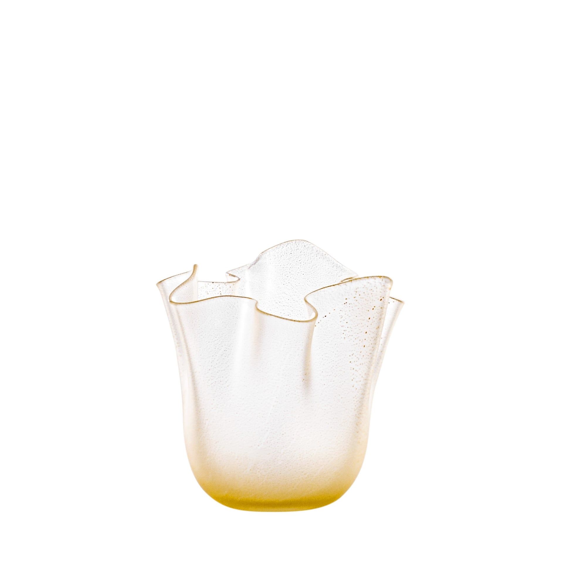 VENINI Vaso Fazzoletto Small Cristallo/Foglia Oro  13,5 CM – H 13,5 CM 700.04