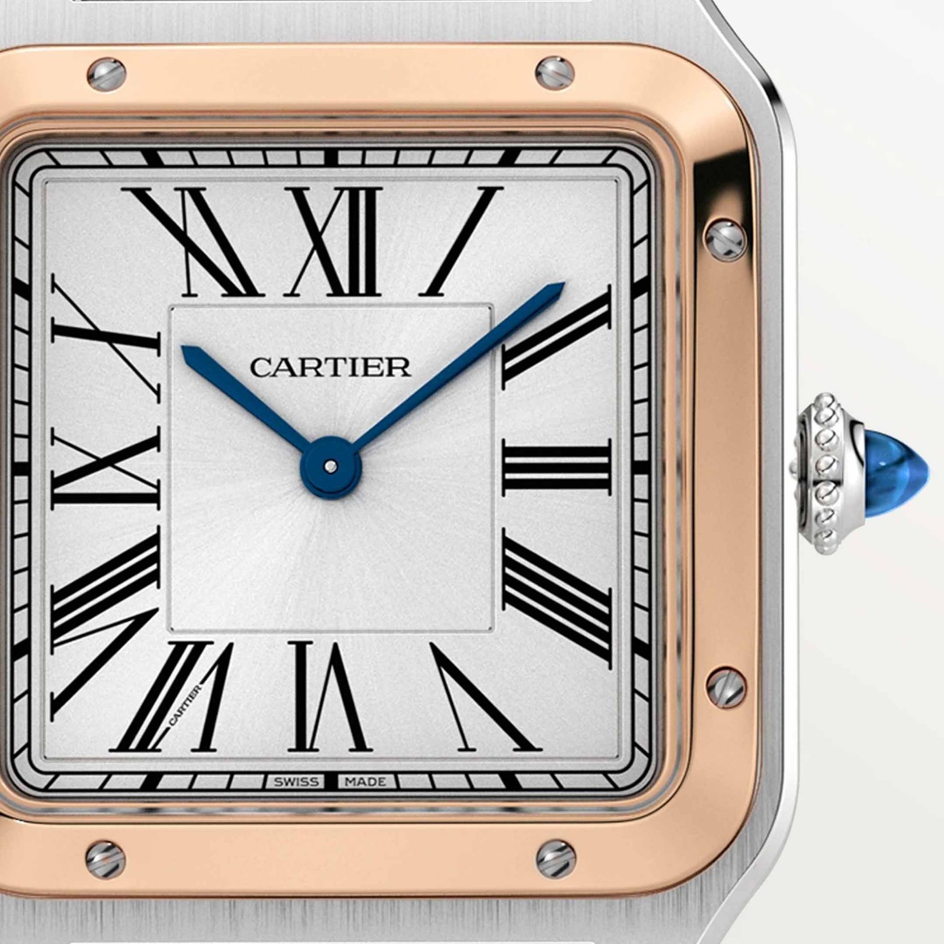CARTIER Santos-Dumont Modello Grande, Oro Rosa E Acciaio, Pelle 43,5 X 31,4 MM W2SA0037