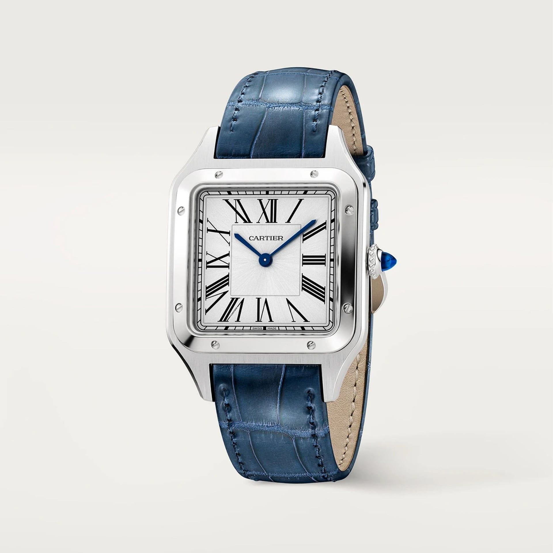 CARTIER Santos-Dumont Modello Grande, Acciaio, Pelle 43,5 X 31,4 MM WSSA0085