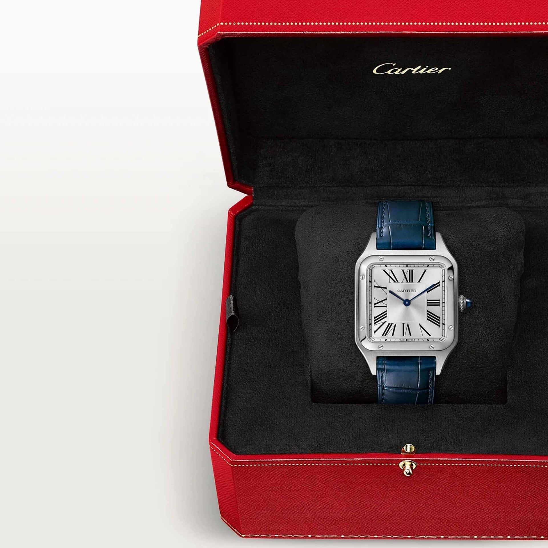 CARTIER Santos-Dumont Modello Grande, Acciaio, Pelle 43,5 X 31,4 MM WSSA0085