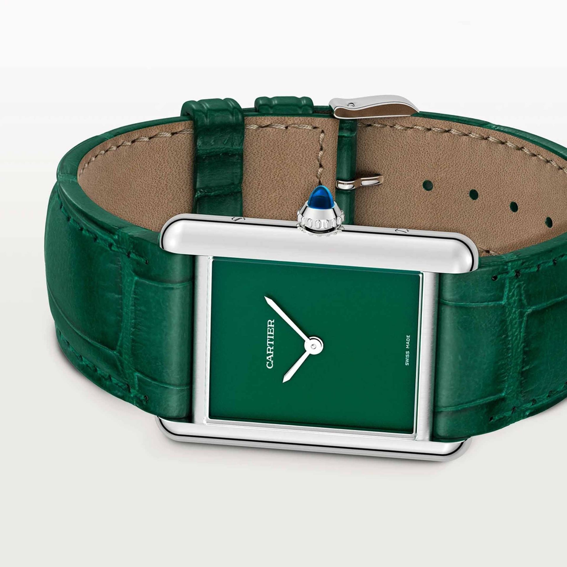 CARTIER Tank Must De Cartier Modello Grande, Acciaio, Pelle 33.7 x 25.5 MM WSTA0115