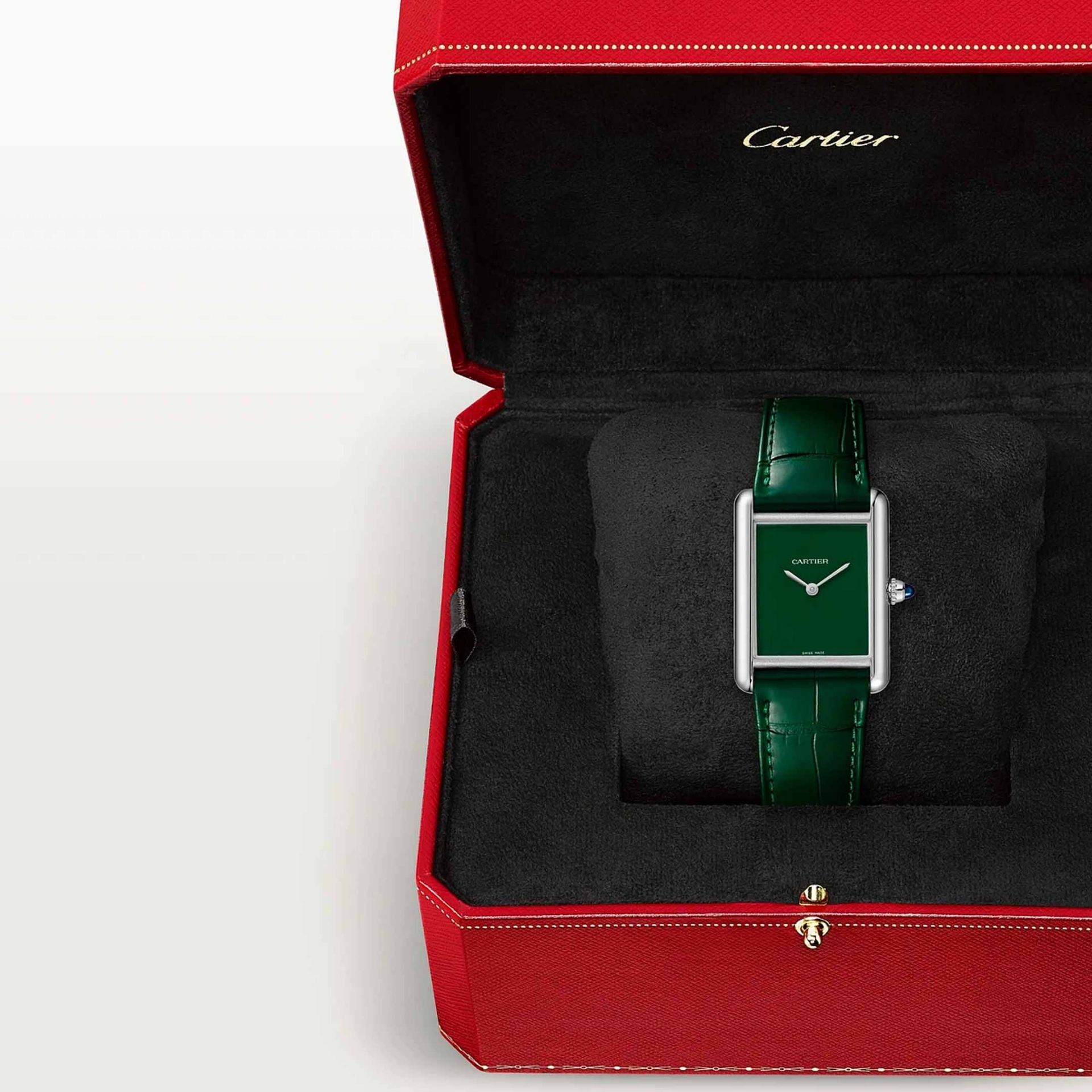 CARTIER Tank Must De Cartier Modello Grande, Acciaio, Pelle 33.7 x 25.5 MM WSTA0115