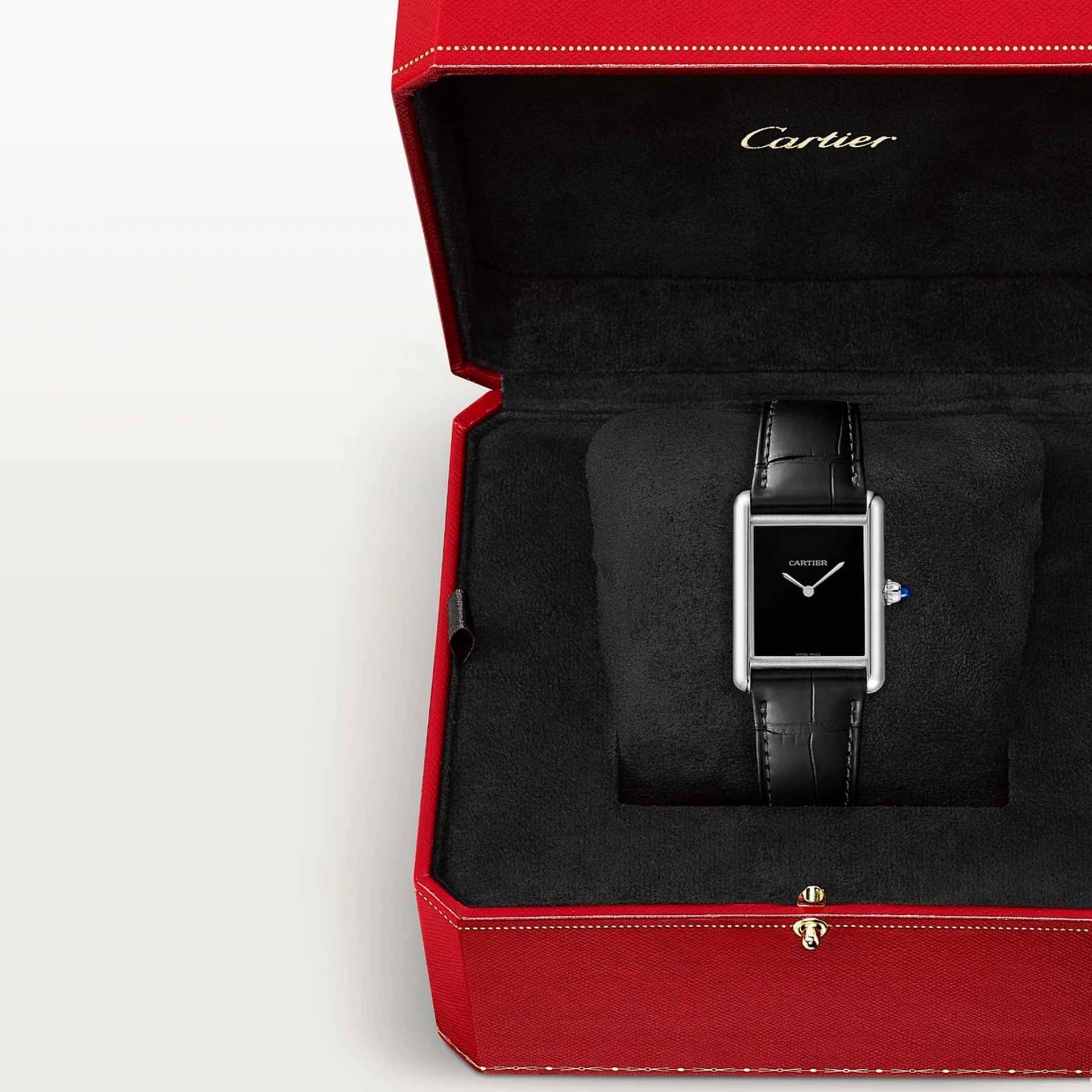 CARTIER Tank Must De Cartier Modello Grande, Acciaio, Pelle 33,7 x 25,5 MM WSTA0108