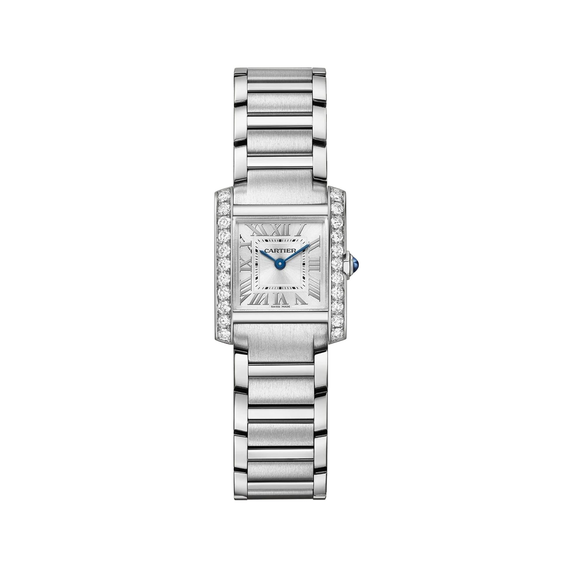 CARTIER Tank Française Modello Piccolo, Acciaio, Diamanti 25.7 X 21.2 MM W4TA0029