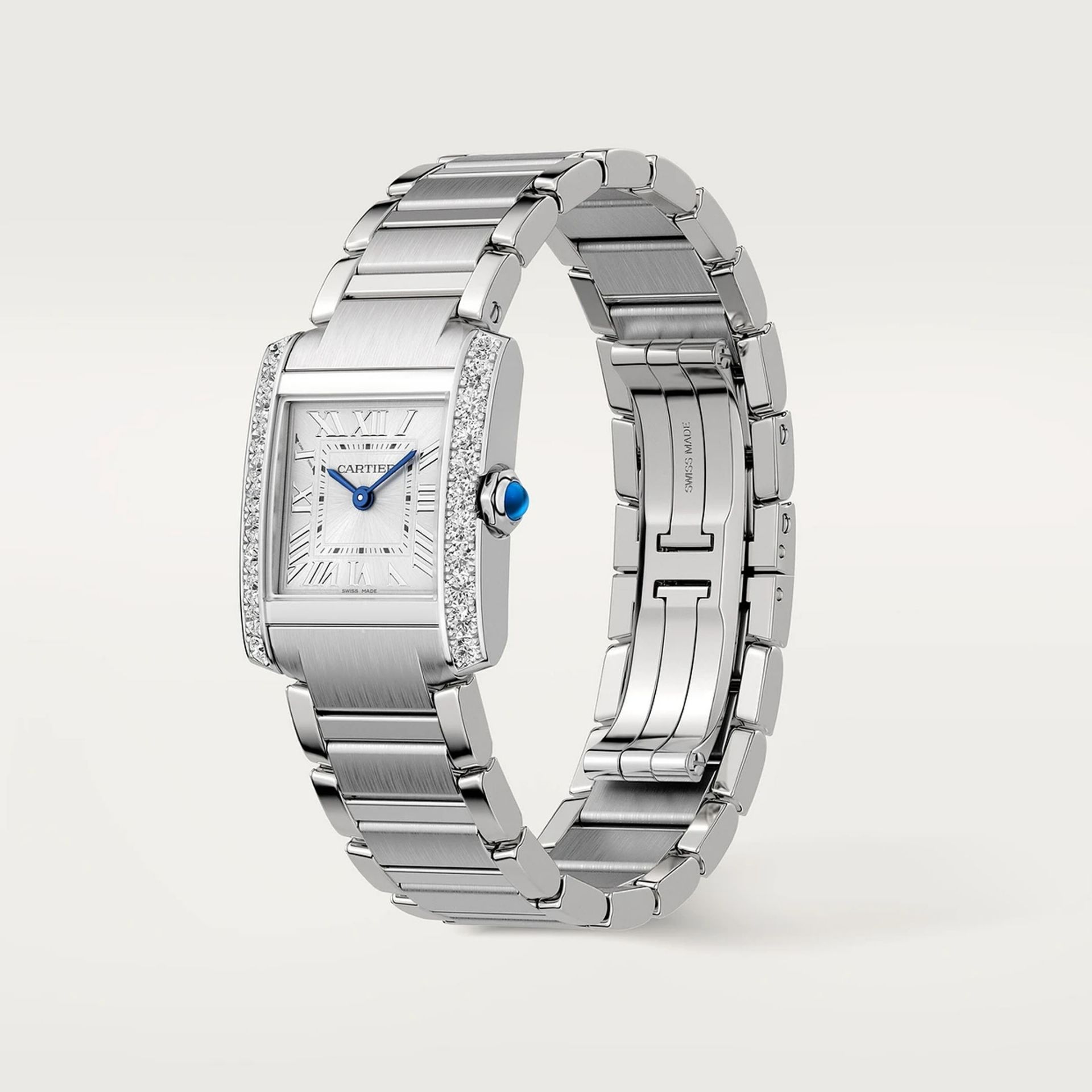 CARTIER Tank Française Modello Piccolo, Acciaio, Diamanti 25.7 X 21.2 MM W4TA0029