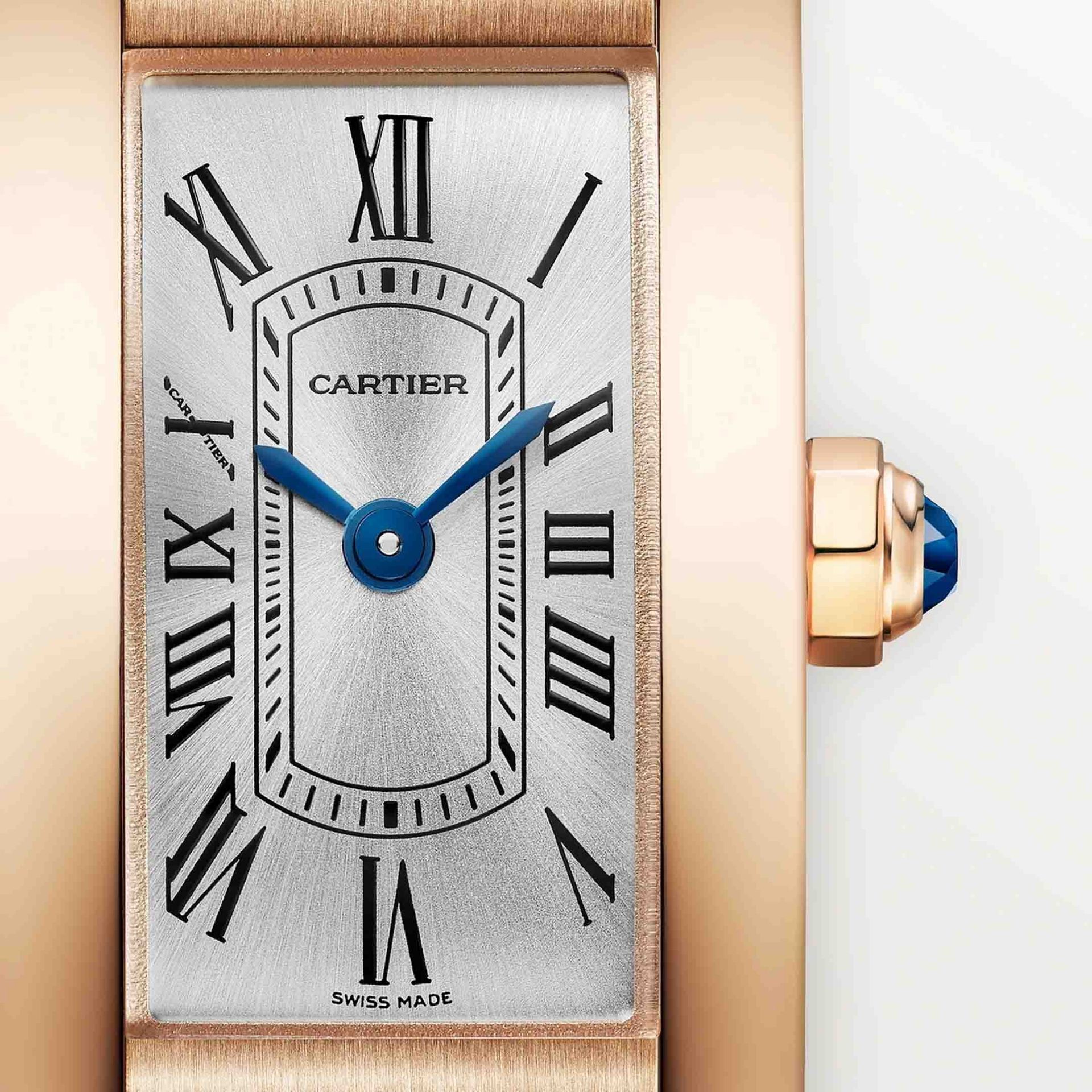 CARTIER Tank Américaine Modello Mini, Oro Rosa, Pelle 28 x 15,2 MM WGTA0341