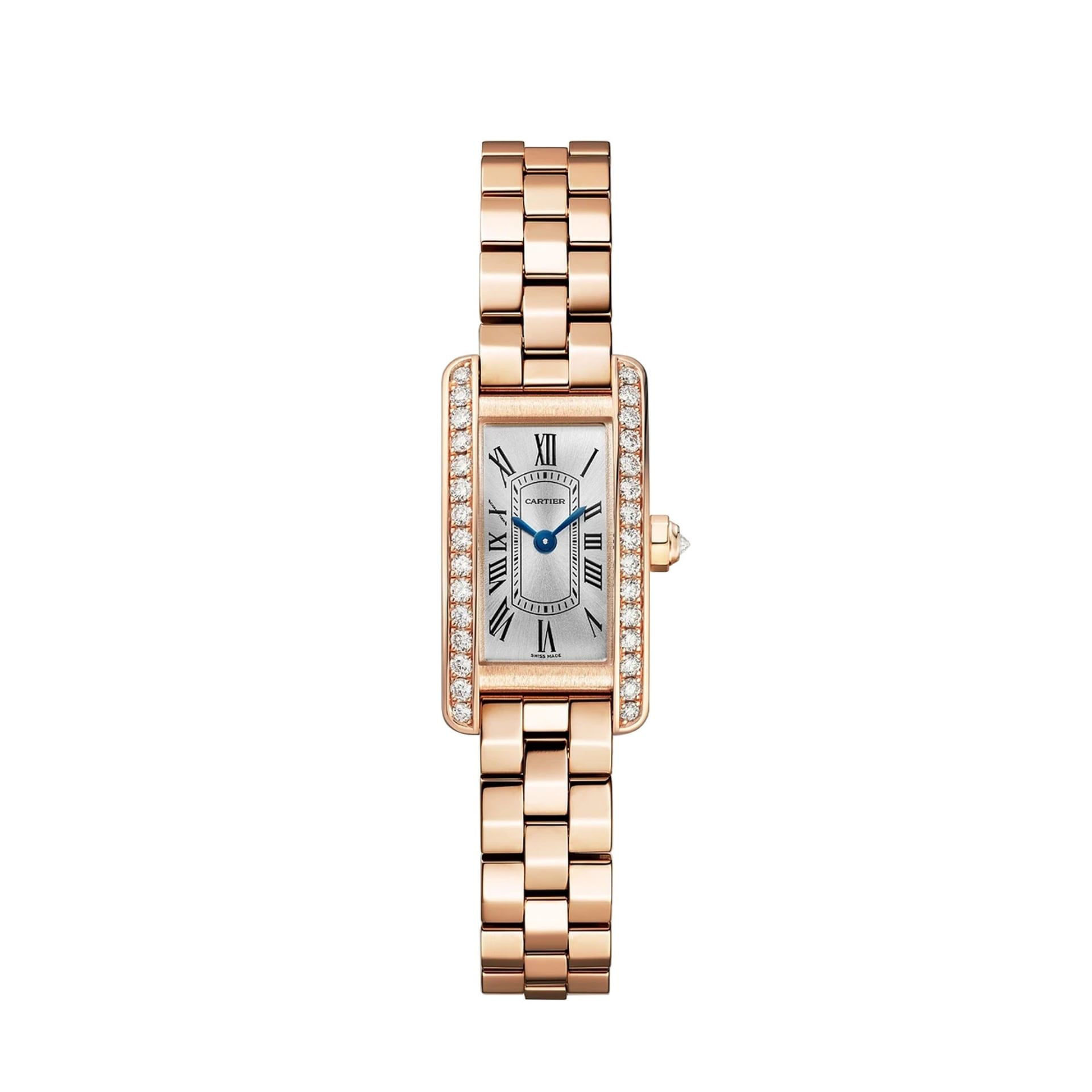 CARTIER Tank Américaine Modello Mini, Oro Rosa, Diamanti 28 x 15.2 MM WJTA0057