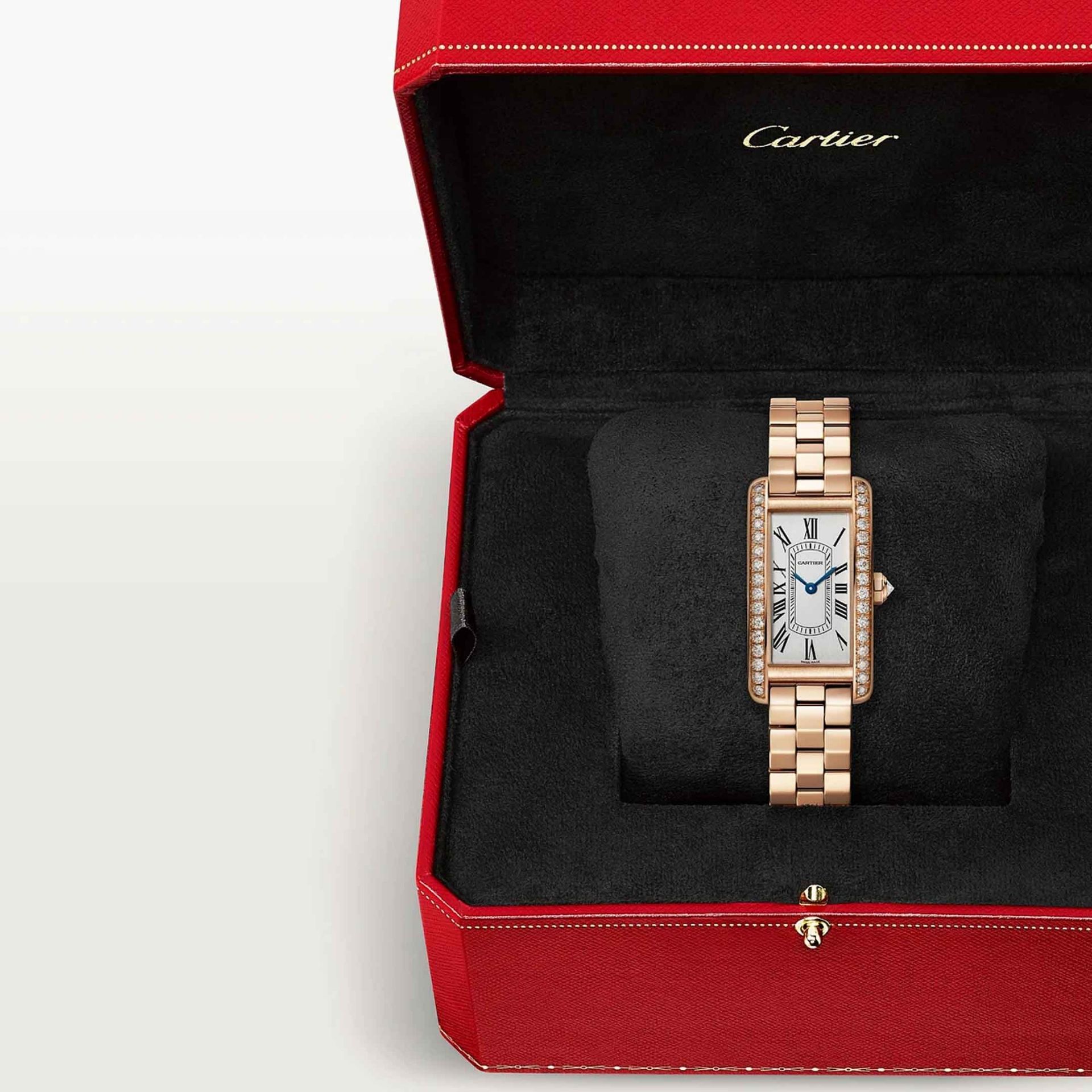 CARTIER Tank Américaine Modello Piccolo, Oro Rosa, Diamanti 35.4 X 19.4 MM WJTA0056