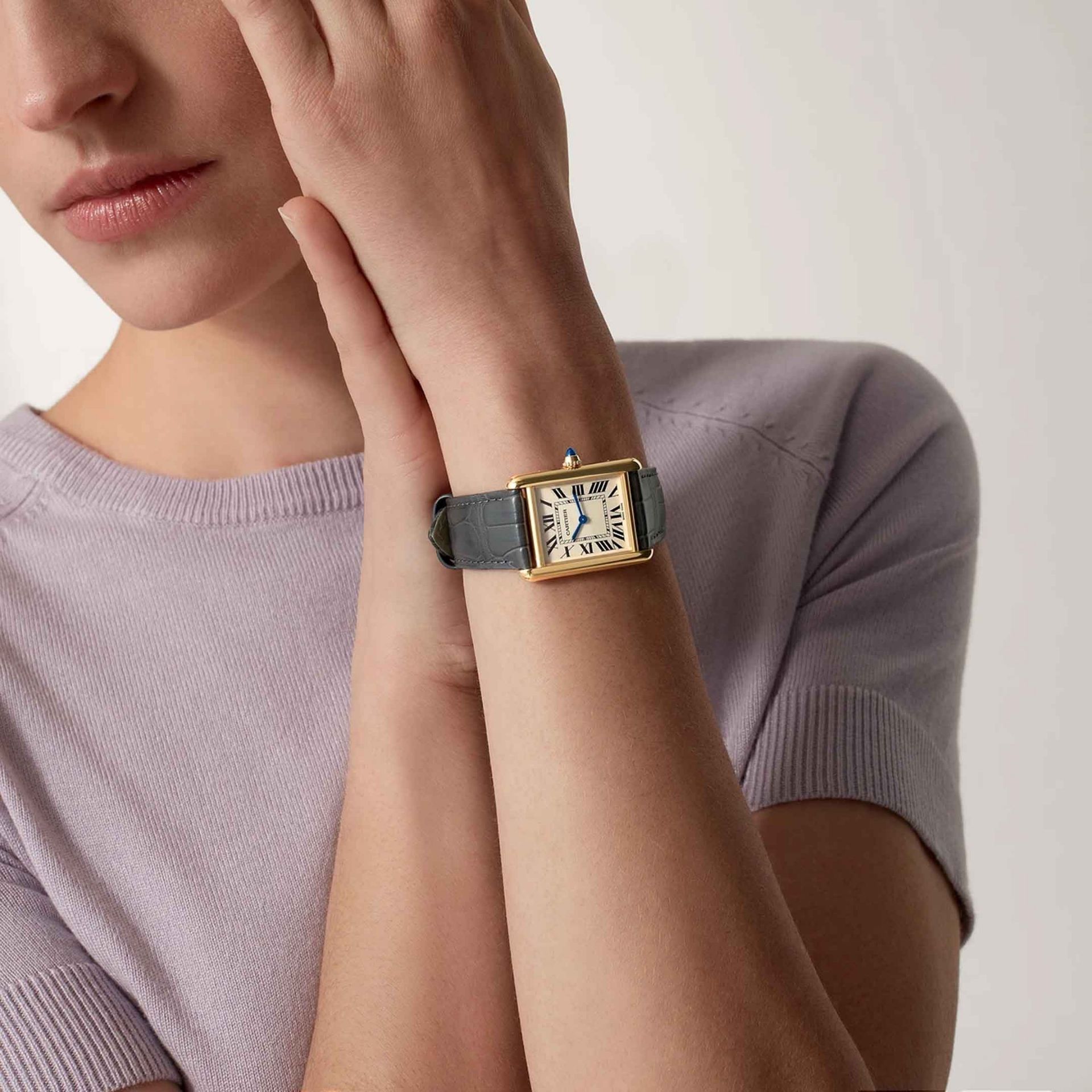 CARTIER Tank Louis Cartier Modello Grande, Oro Giallo, Pelle 34 X 25,5  MM WGTA0343