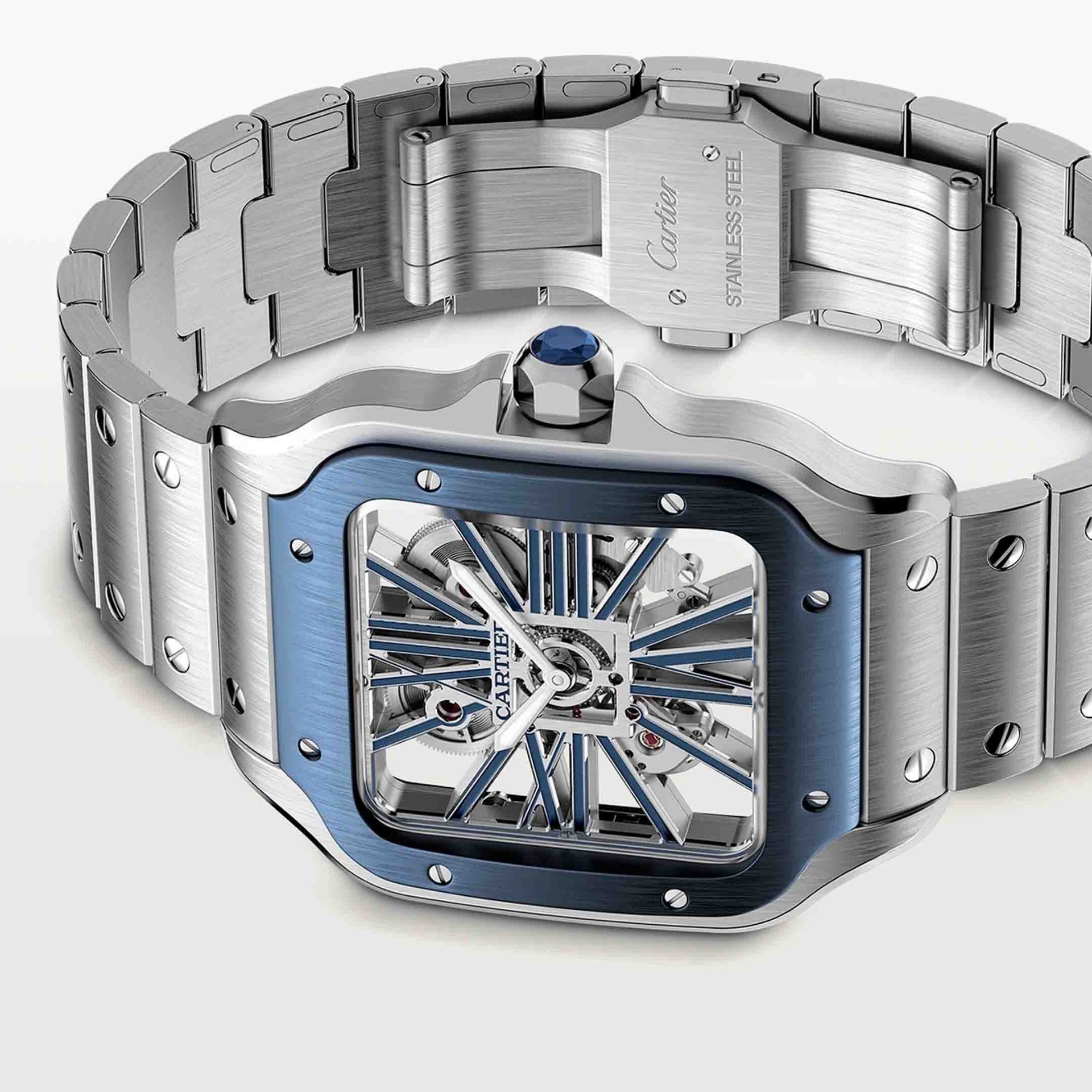 CARTIER Santos De Cartier Scheletrato Modello Grande, Acciaio 39.8 MM WHSA0026