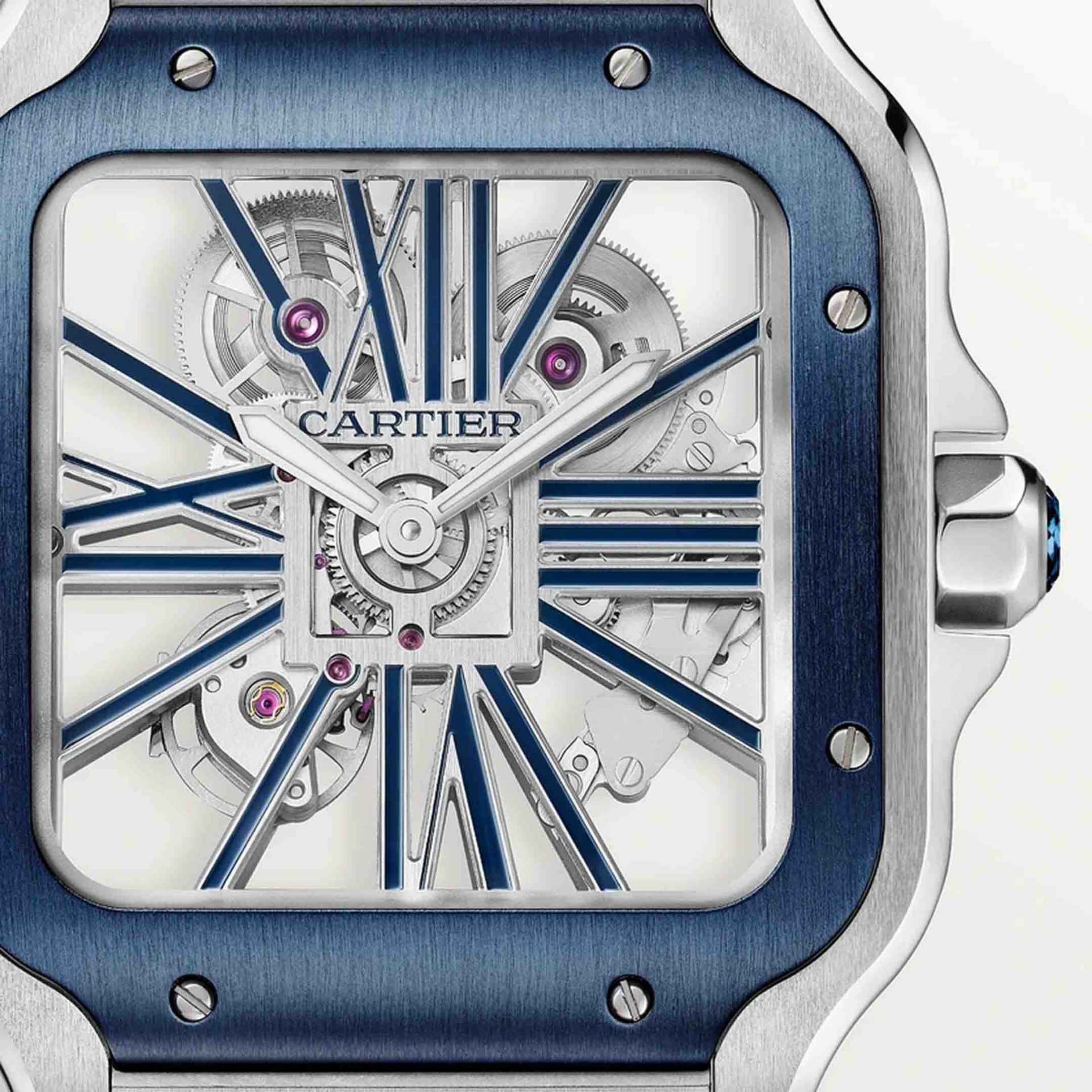 CARTIER Santos De Cartier Scheletrato Modello Grande, Acciaio 39.8 MM WHSA0026