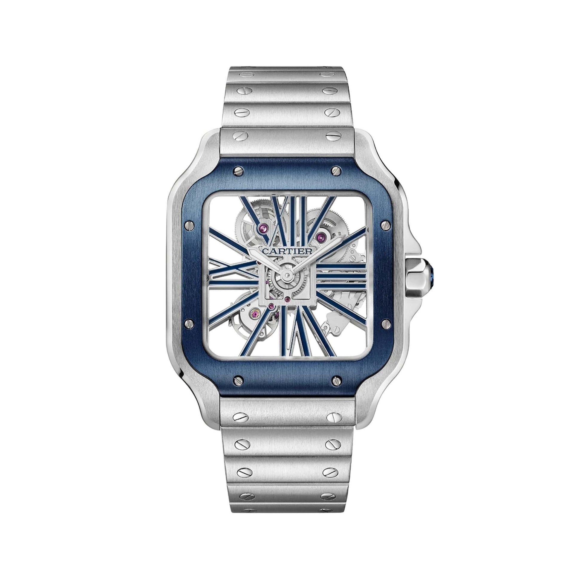 CARTIER Santos De Cartier Scheletrato Modello Grande, Acciaio 39.8 MM WHSA0026