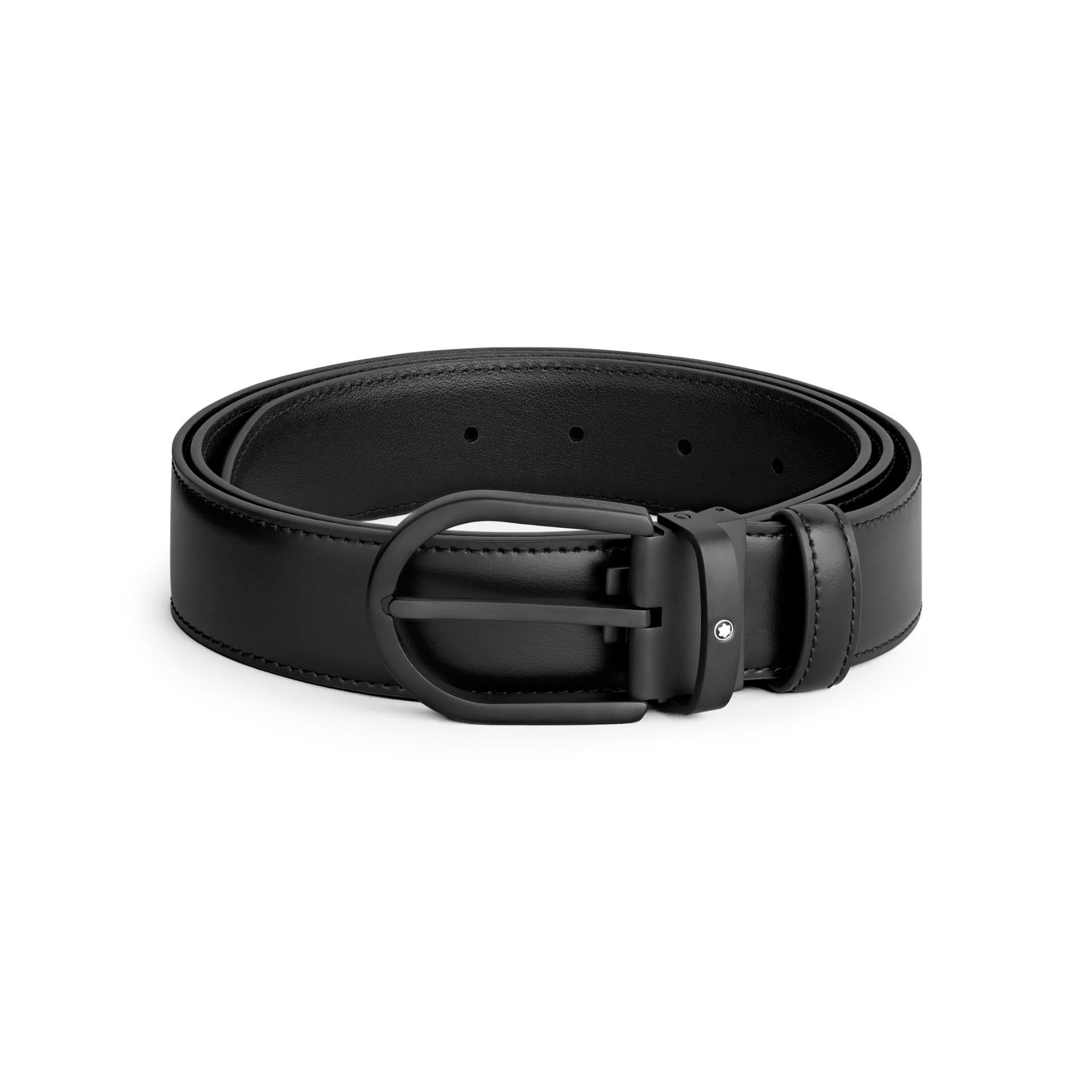 MONTBLANC Cintura 35 mm in Pelle Nera Con Fibbia a Ferro di Cavallo  199650