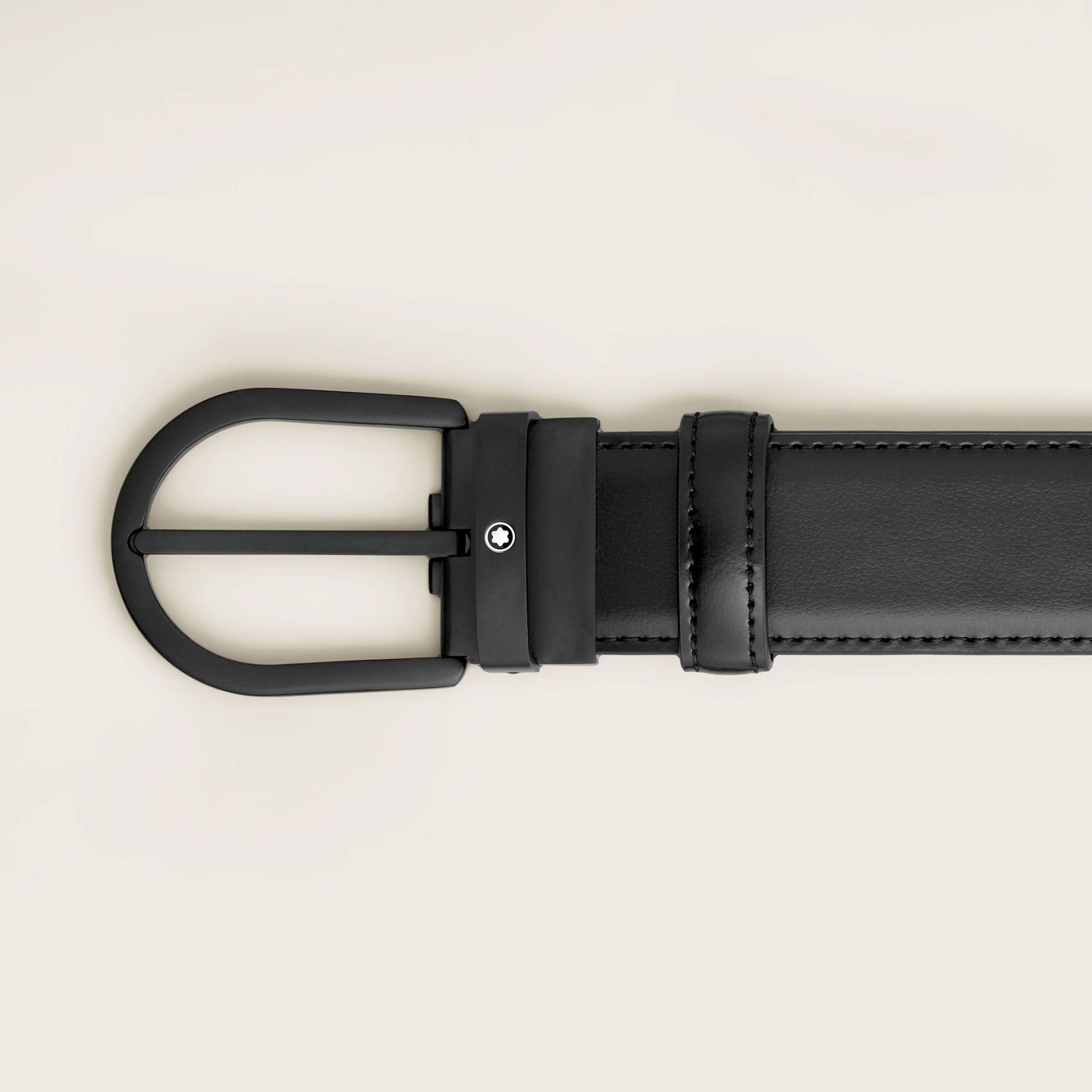 MONTBLANC Cintura 35 mm in Pelle Nera Con Fibbia a Ferro di Cavallo  199650