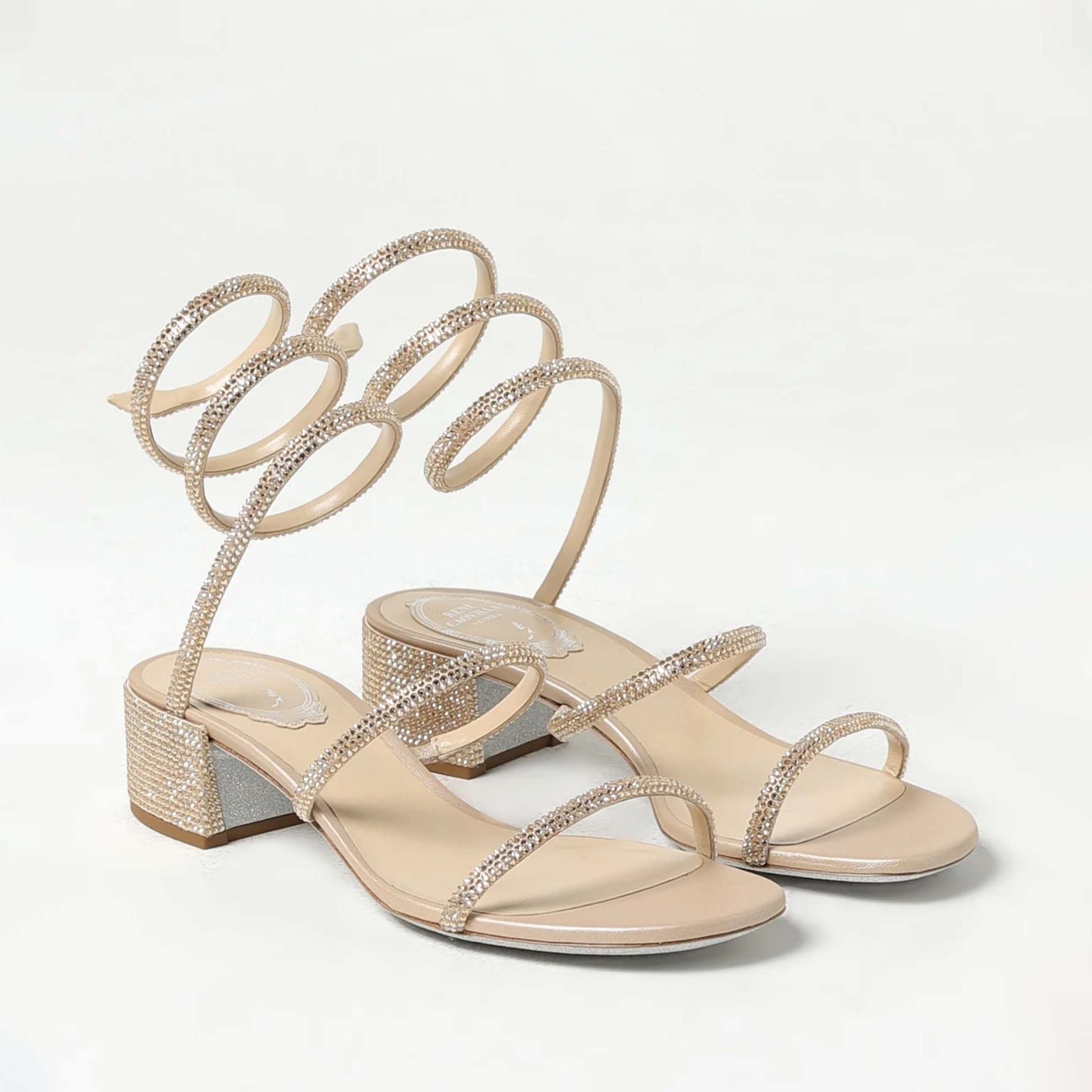 Rene Caovilla Cleo - Sandali Tacco Basso Beige  C12037-040-R001V104