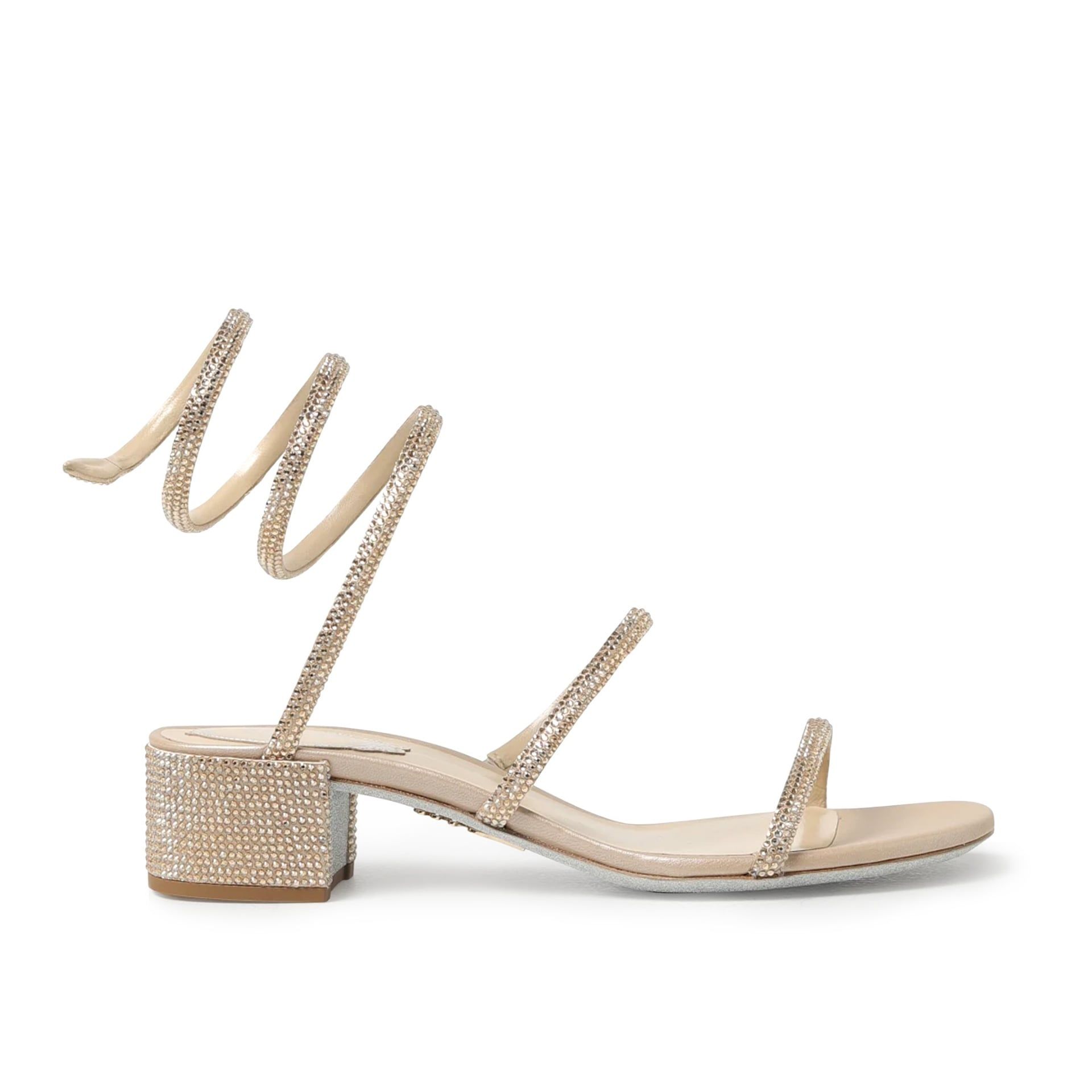 Rene Caovilla Cleo - Sandali Tacco Basso Beige  C12037-040-R001V104