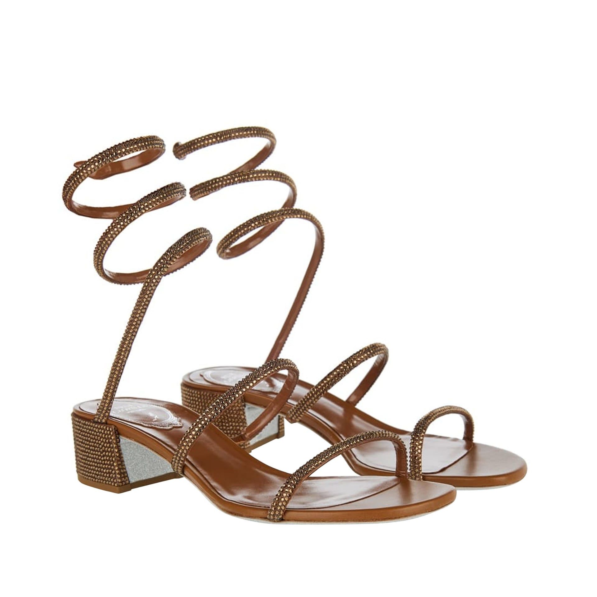 RENE CAOVILLA Cleo - Sandali Tacco Basso Tabacco  C12037-040-R001Y240