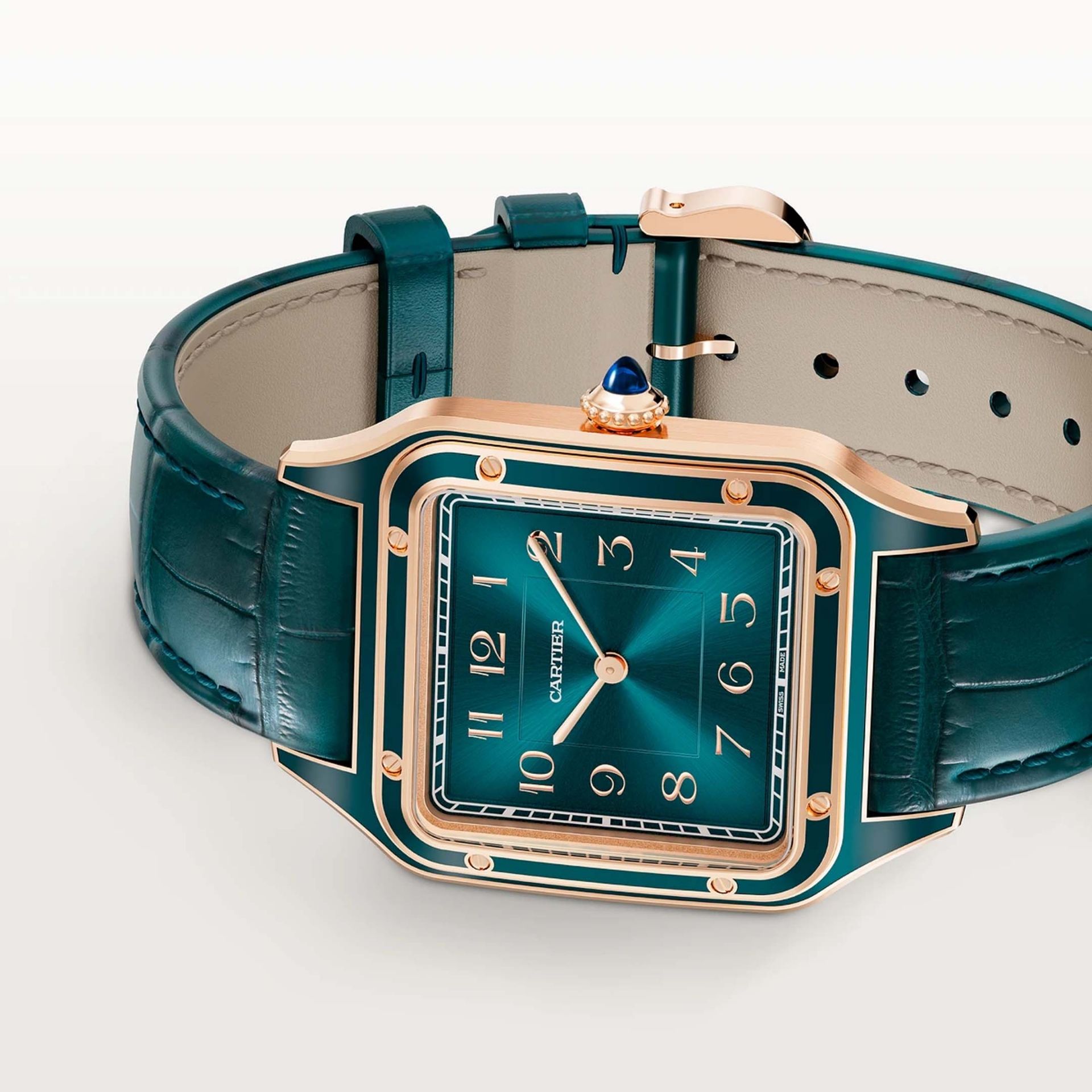 CARTIER Santos-Dumont Modello Grande, Oro Rosa, Pelle 43.5 X 31.4 MM WGSA0098