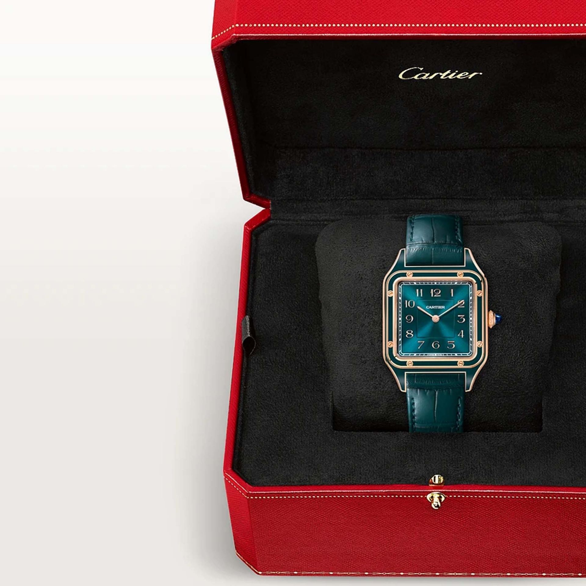 CARTIER Santos-Dumont Modello Grande, Oro Rosa, Pelle 43.5 X 31.4 MM WGSA0098
