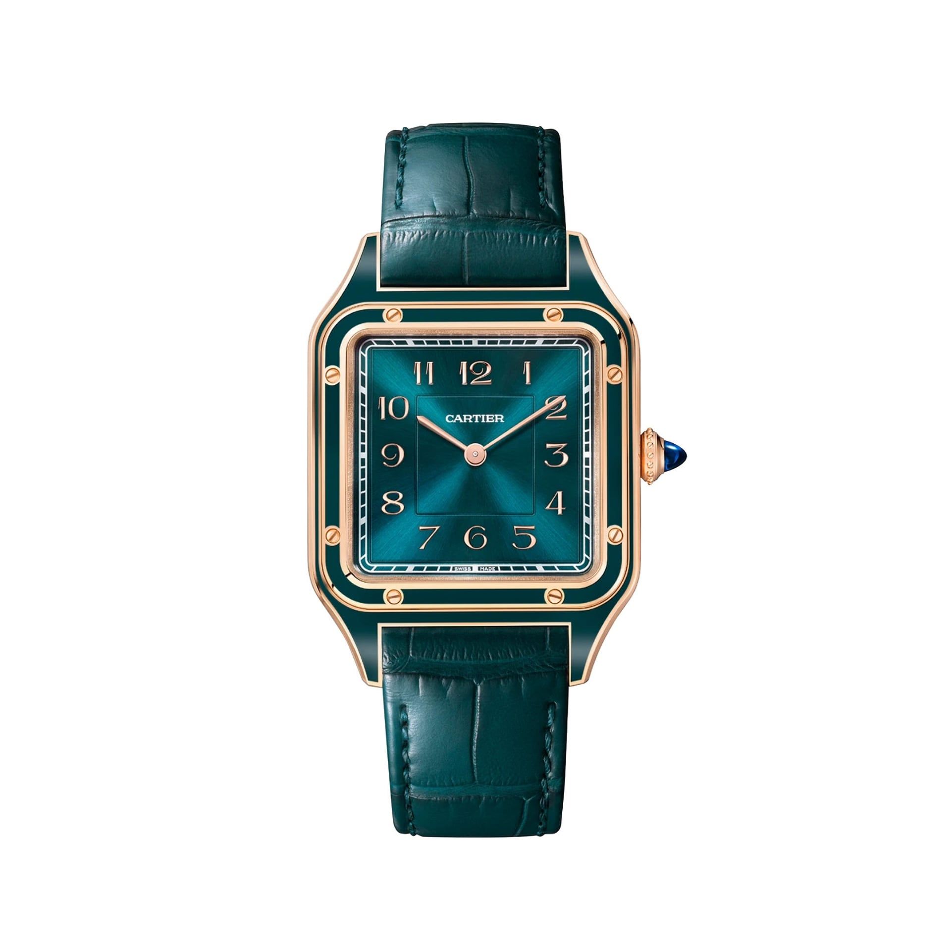 CARTIER Santos-Dumont Modello Grande, Oro Rosa, Pelle 43.5 X 31.4 MM WGSA0098