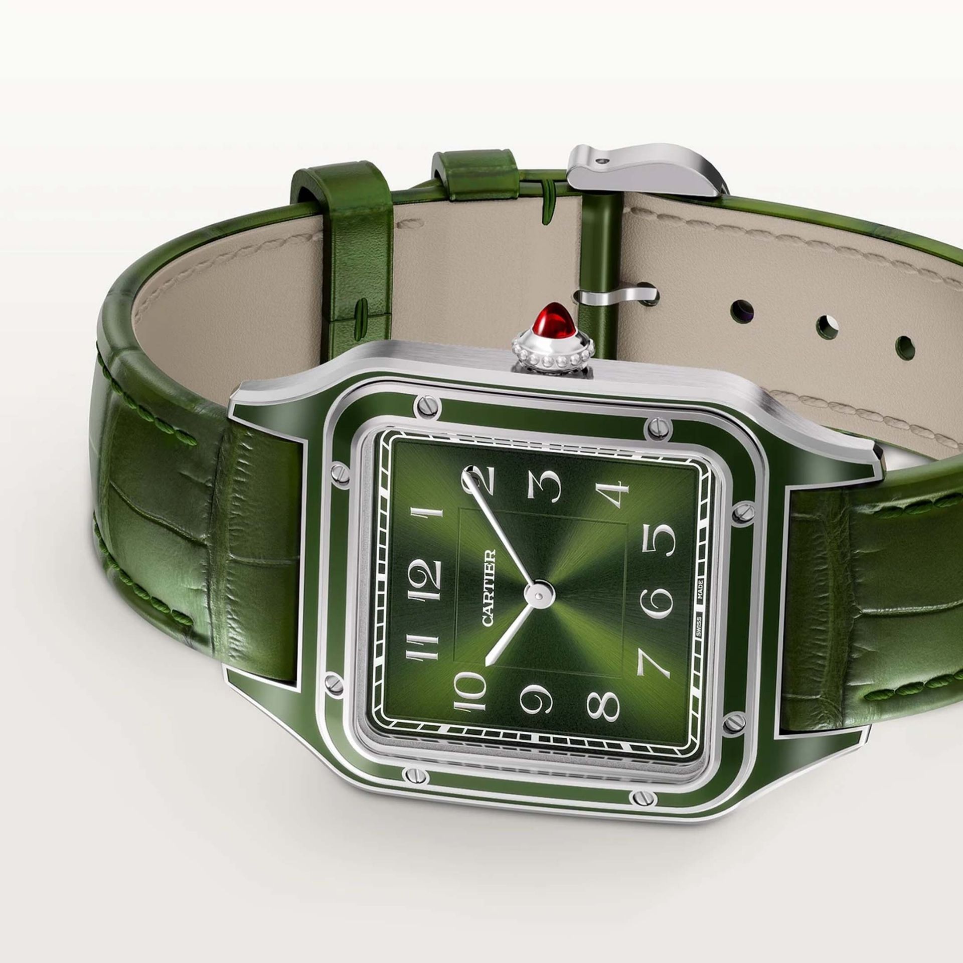 CARTIER Santos-Dumont Modello Grande, Platino, Pelle 43.5 X 31.4 MM WGSA0096