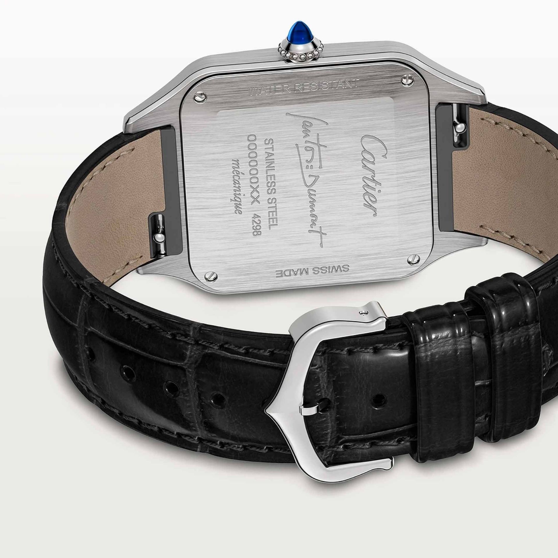 CARTIER Santos-Dumont Modello Grande, Acciaio, Pelle 43,5 X 31,4 MM WSSA0046