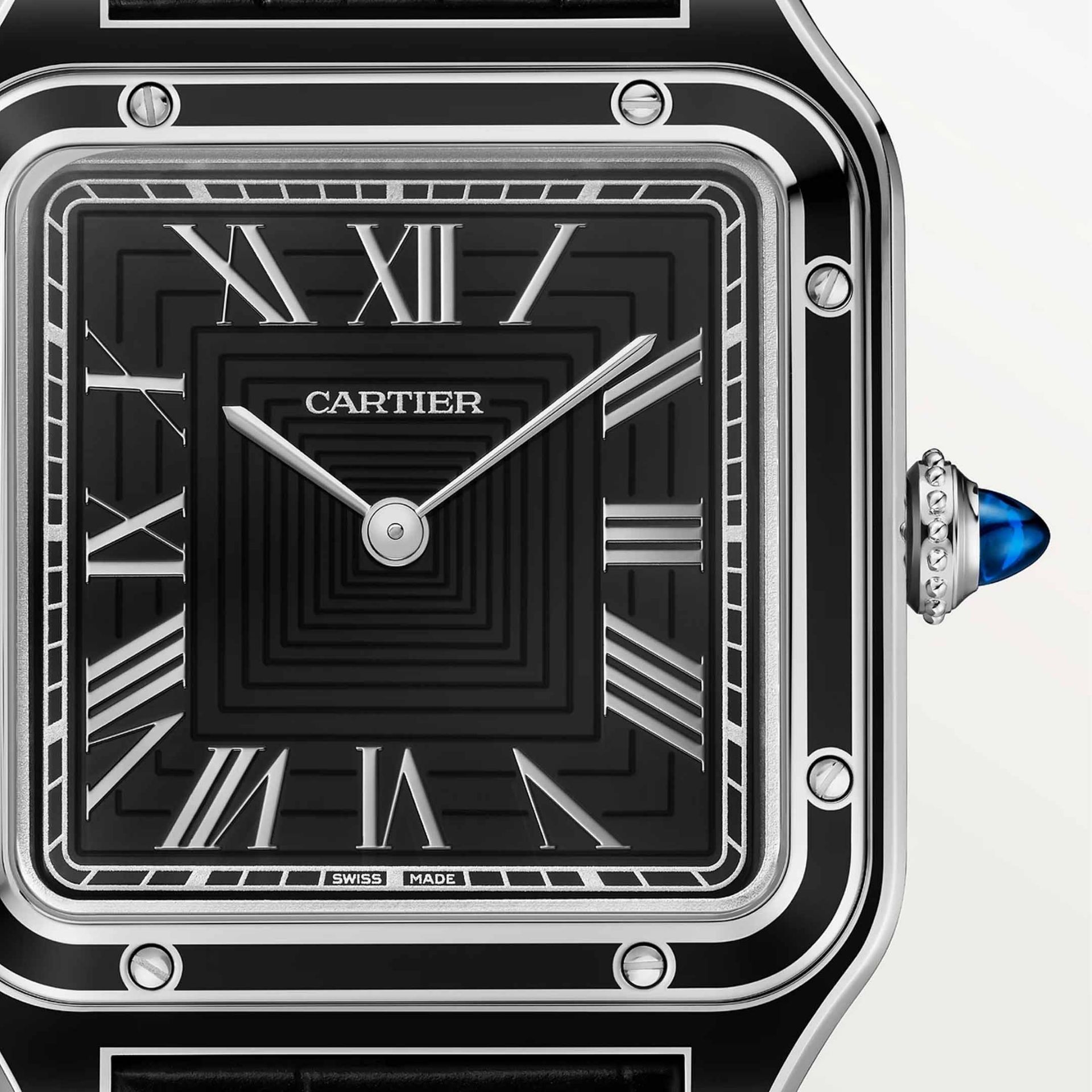 CARTIER Santos-Dumont Modello Grande, Acciaio, Pelle 43,5 X 31,4 MM WSSA0046