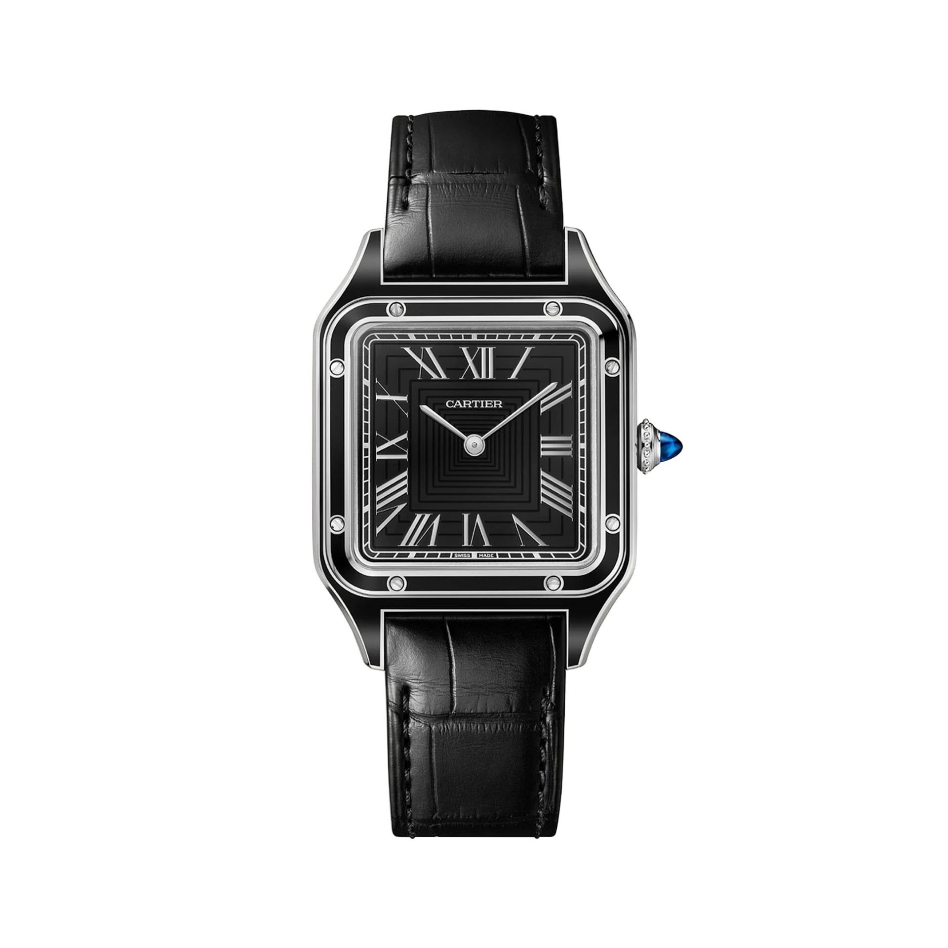 CARTIER Santos-Dumont Modello Grande, Acciaio, Pelle 43,5 X 31,4 MM WSSA0046