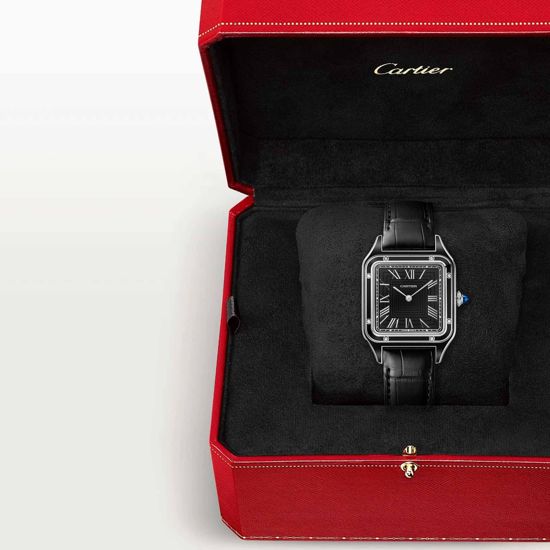 CARTIER Santos-Dumont Modello Grande, Acciaio, Pelle 43,5 X 31,4 MM WSSA0046