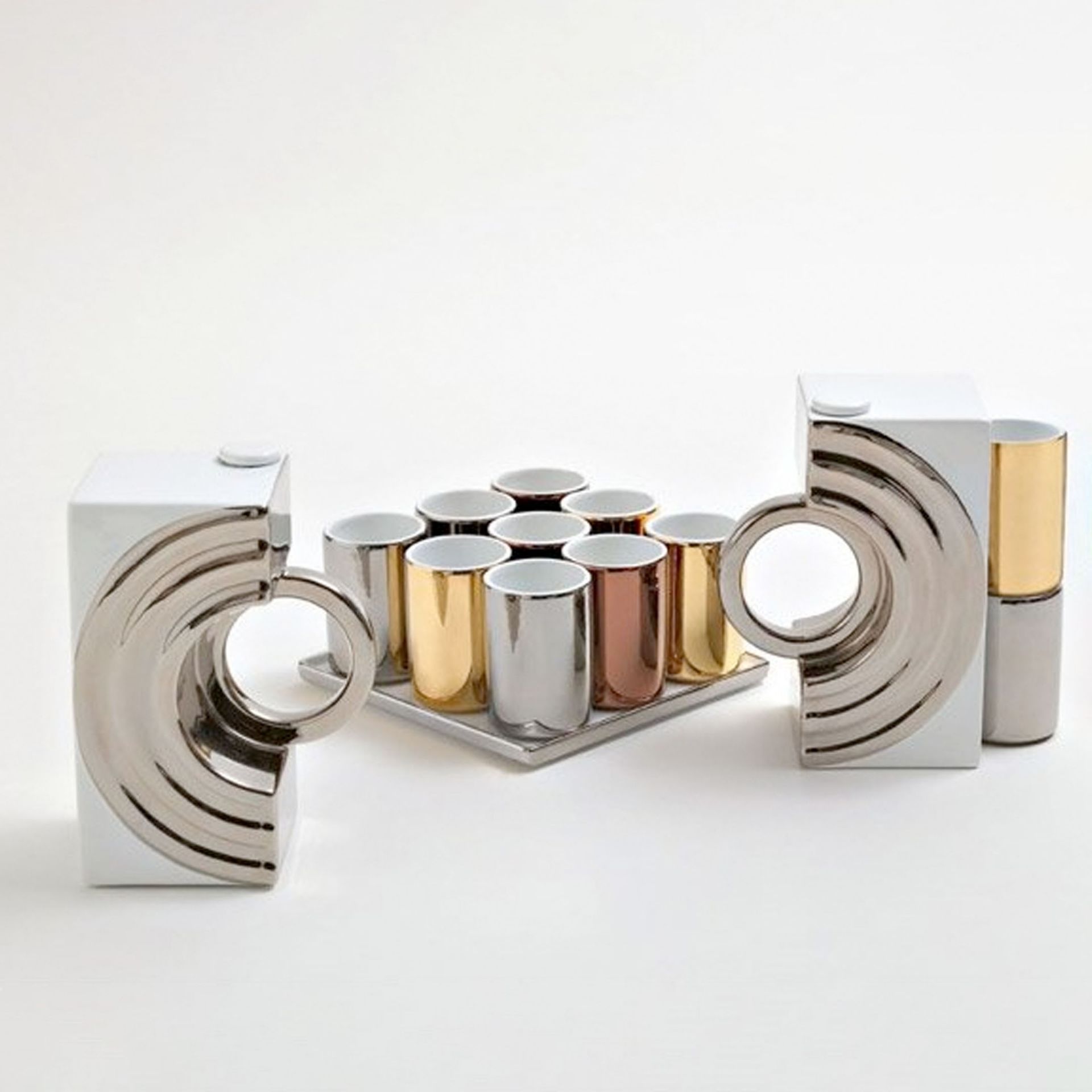 BOSA Set di Brocche e Bicchieri Cubo Bibita Bianco (Riccardo Schweizer) 21 CM - H 22 CM RS03/04