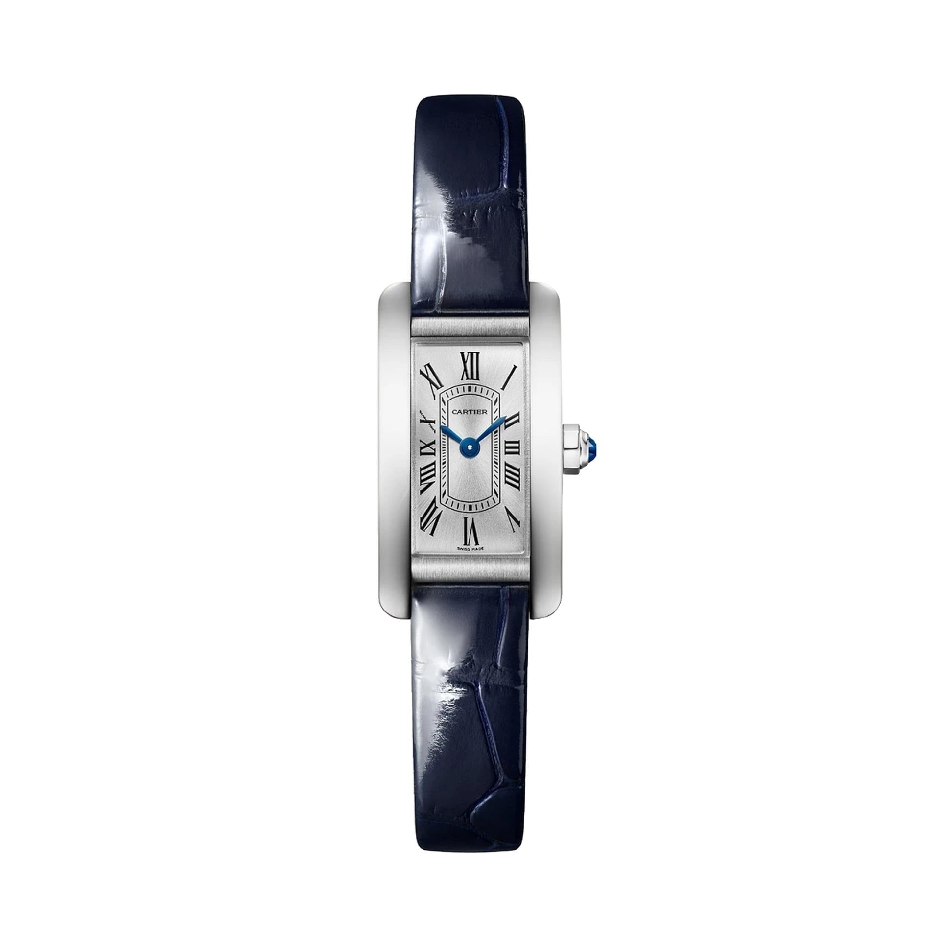 CARTIER Tank Américaine Modello Mini, Acciaio, Pelle 28 x 15.2 MM WSTA0116