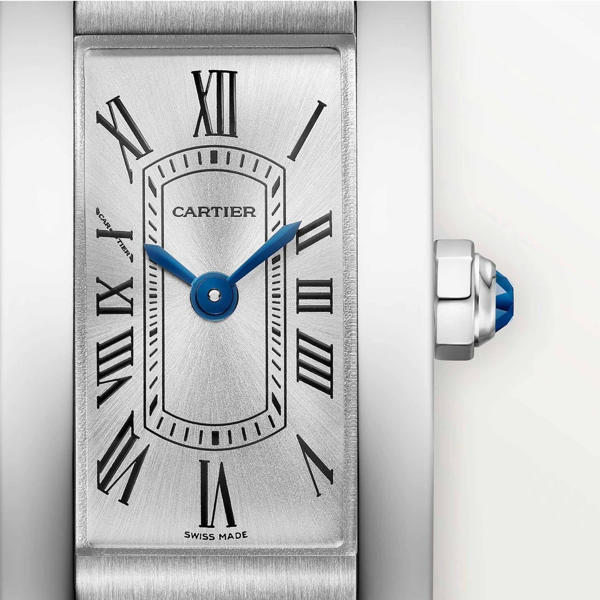 CARTIER Tank Américaine Modello Mini, Acciaio, Pelle 28 x 15.2 MM WSTA0116