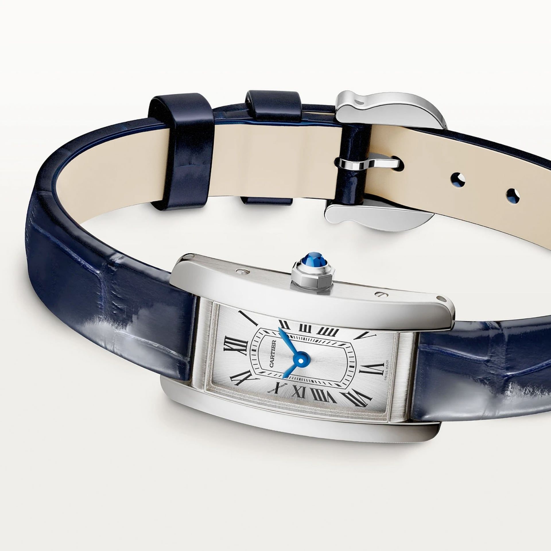 CARTIER Tank Américaine Modello Mini, Acciaio, Pelle 28 x 15.2 MM WSTA0116