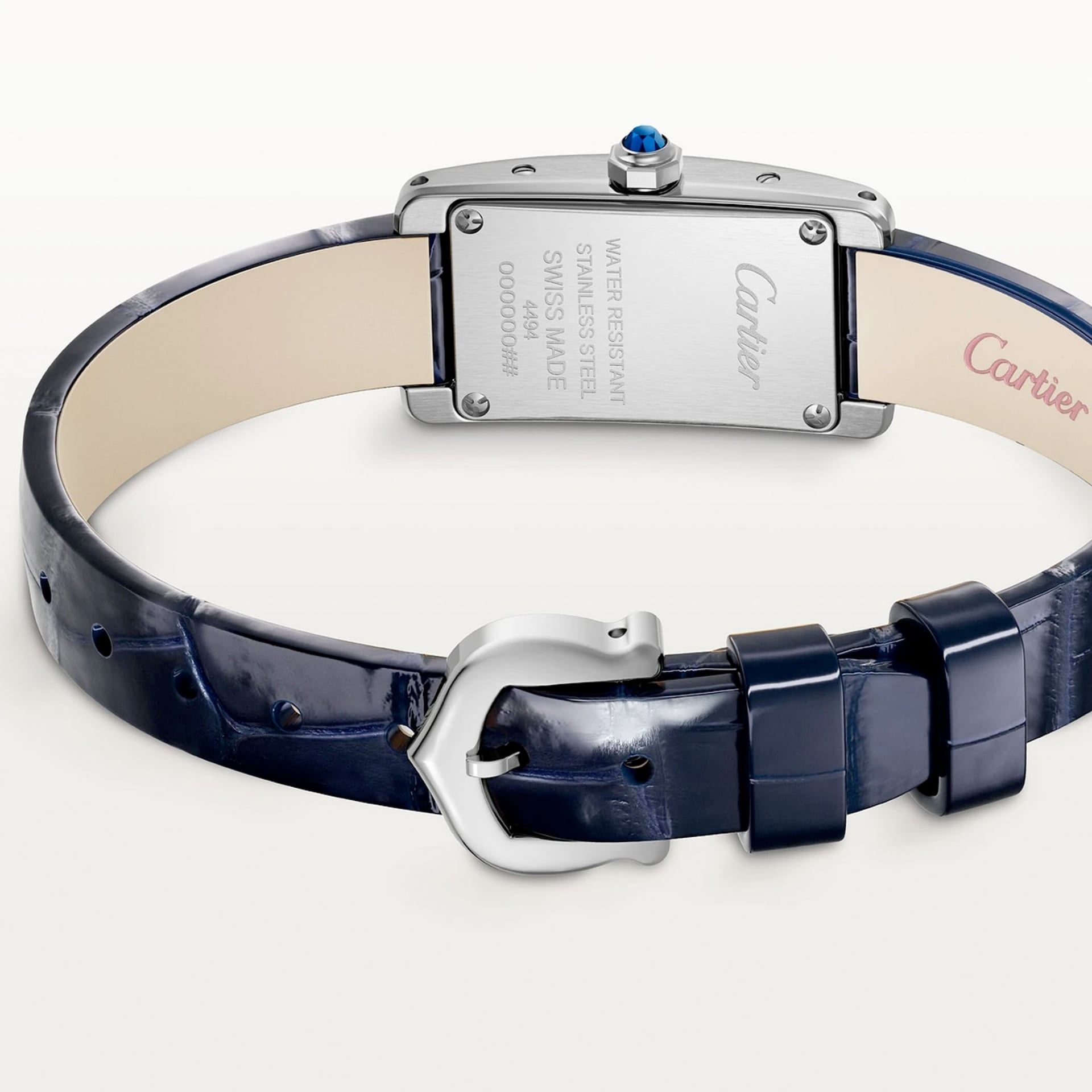CARTIER Tank Américaine Modello Mini, Acciaio, Pelle 28 x 15.2 MM WSTA0116
