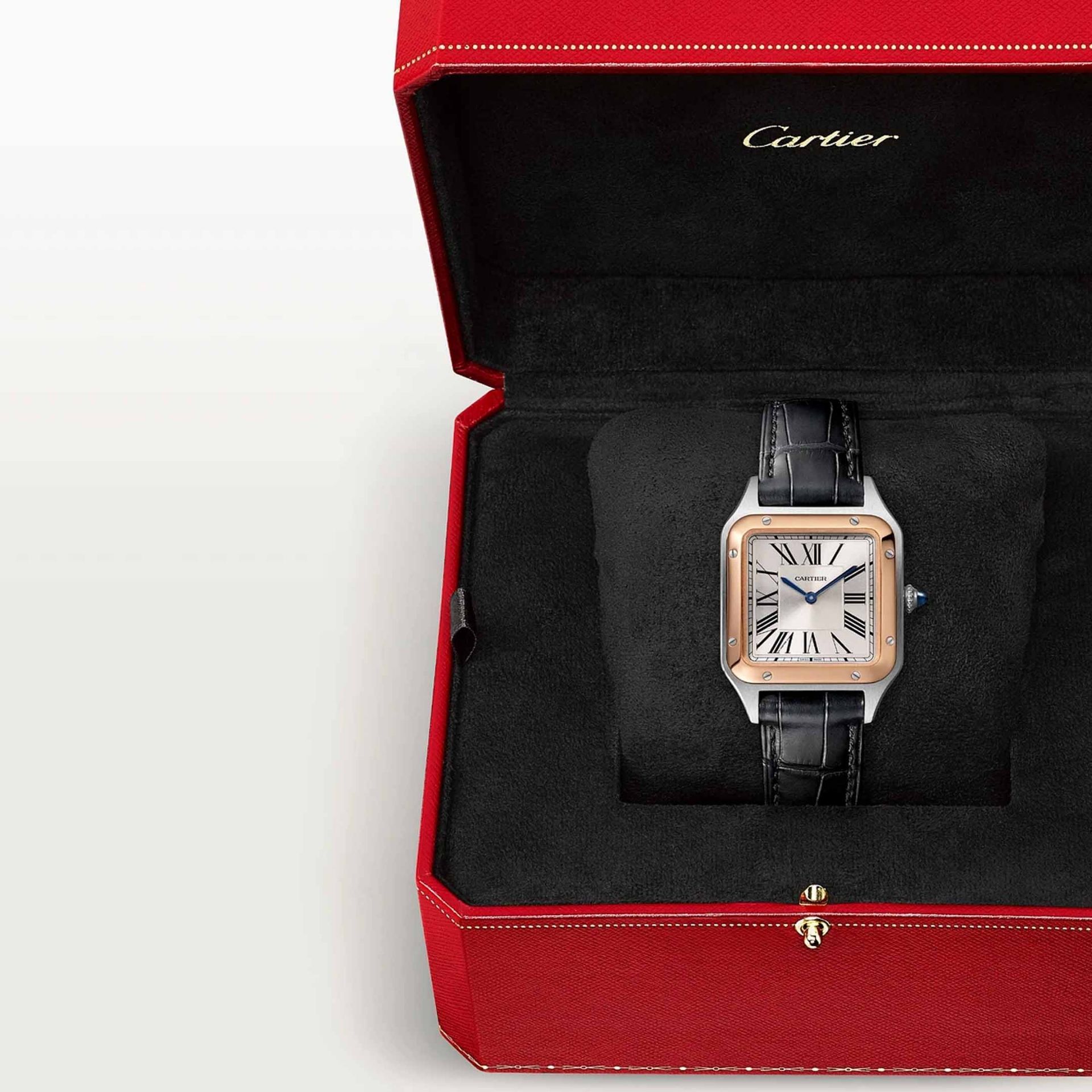 CARTIER Santos-Dumont Modello Piccolo, Oro Rosa e Acciaio, Pelle 38 X 27.5 MM W2SA0038