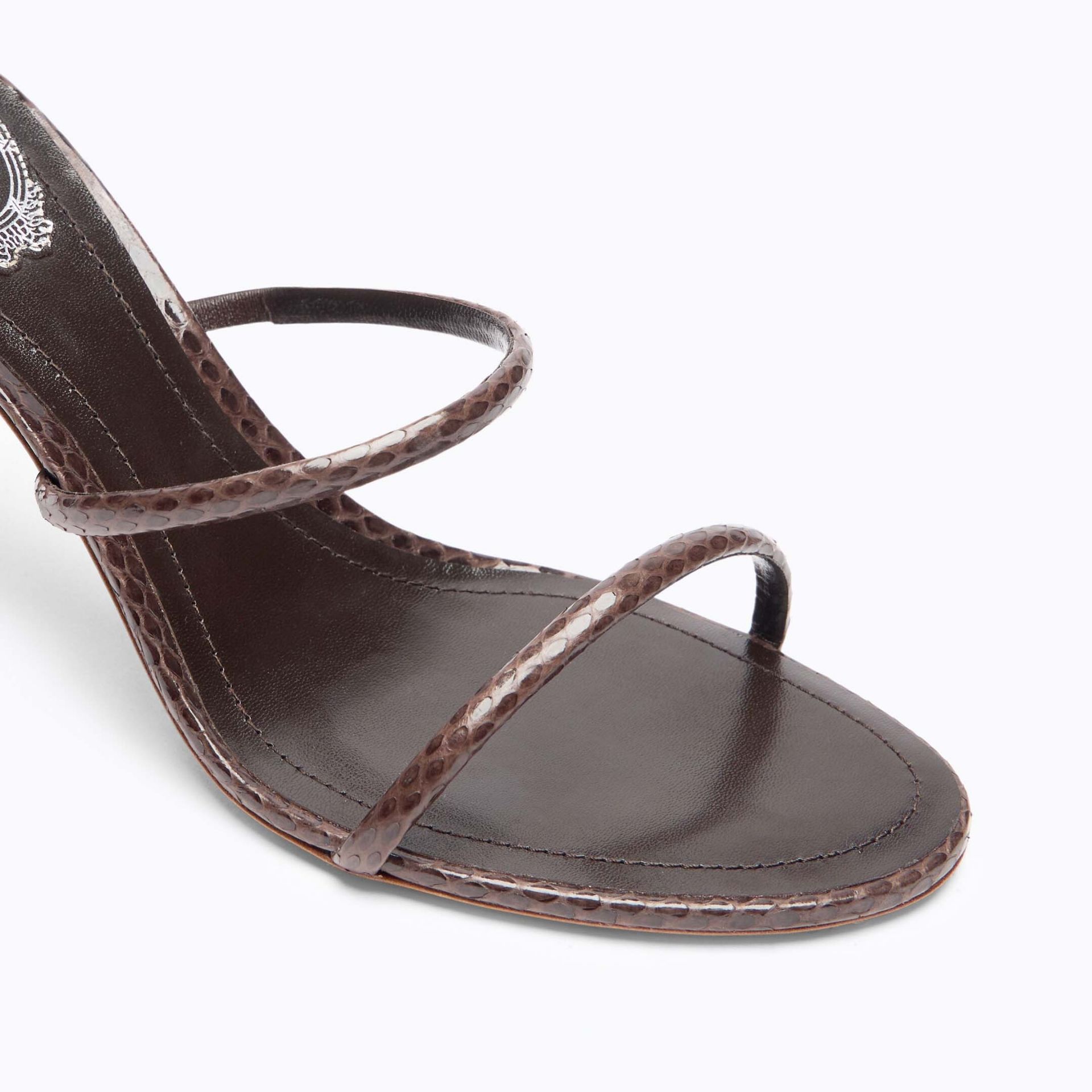 RENE CAOVILLA Cleo - Sandali Tacco Medio Serpente Ayers Marrone  C12478-080-AY015029