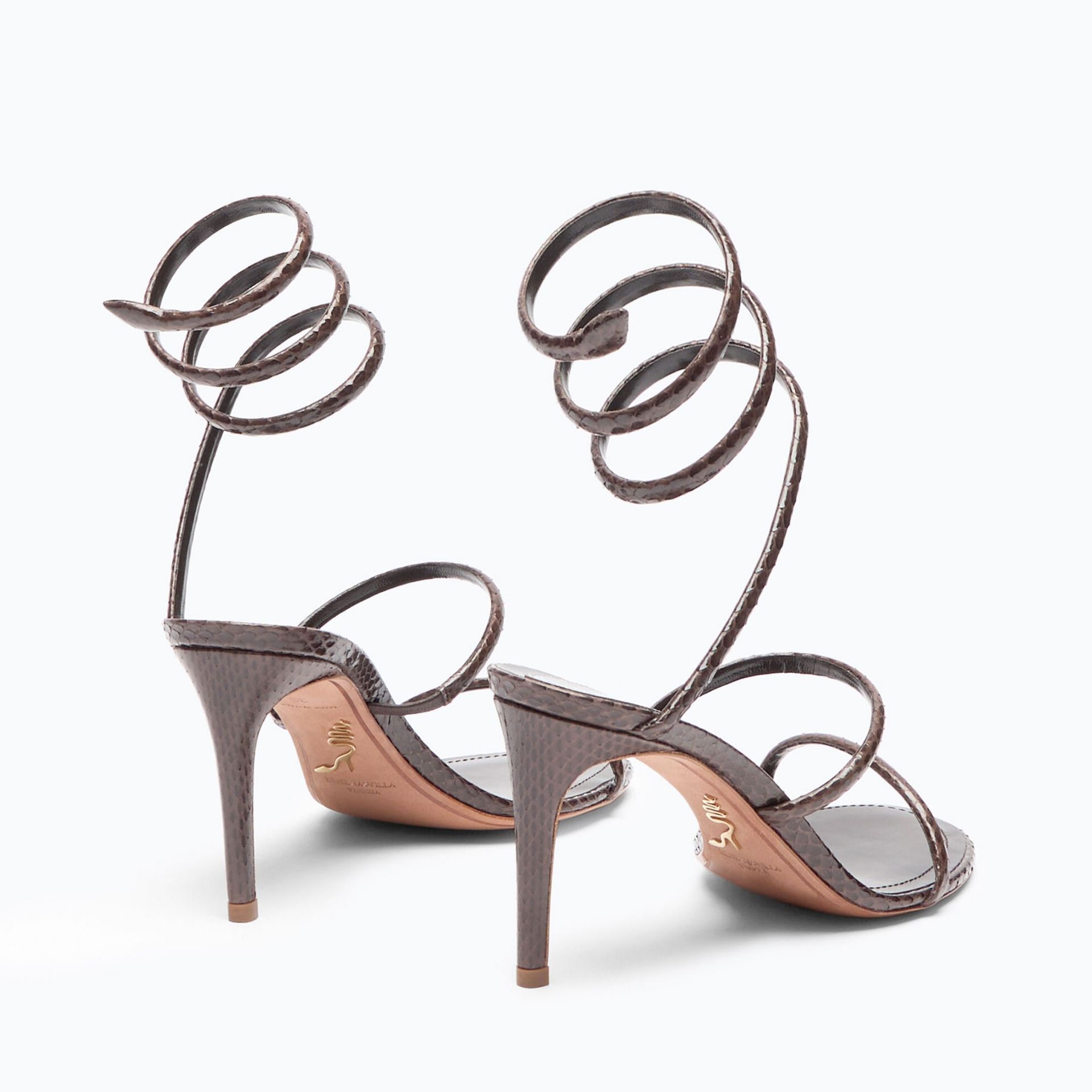 RENE CAOVILLA Cleo - Sandali Tacco Medio Serpente Ayers Marrone  C12478-080-AY015029