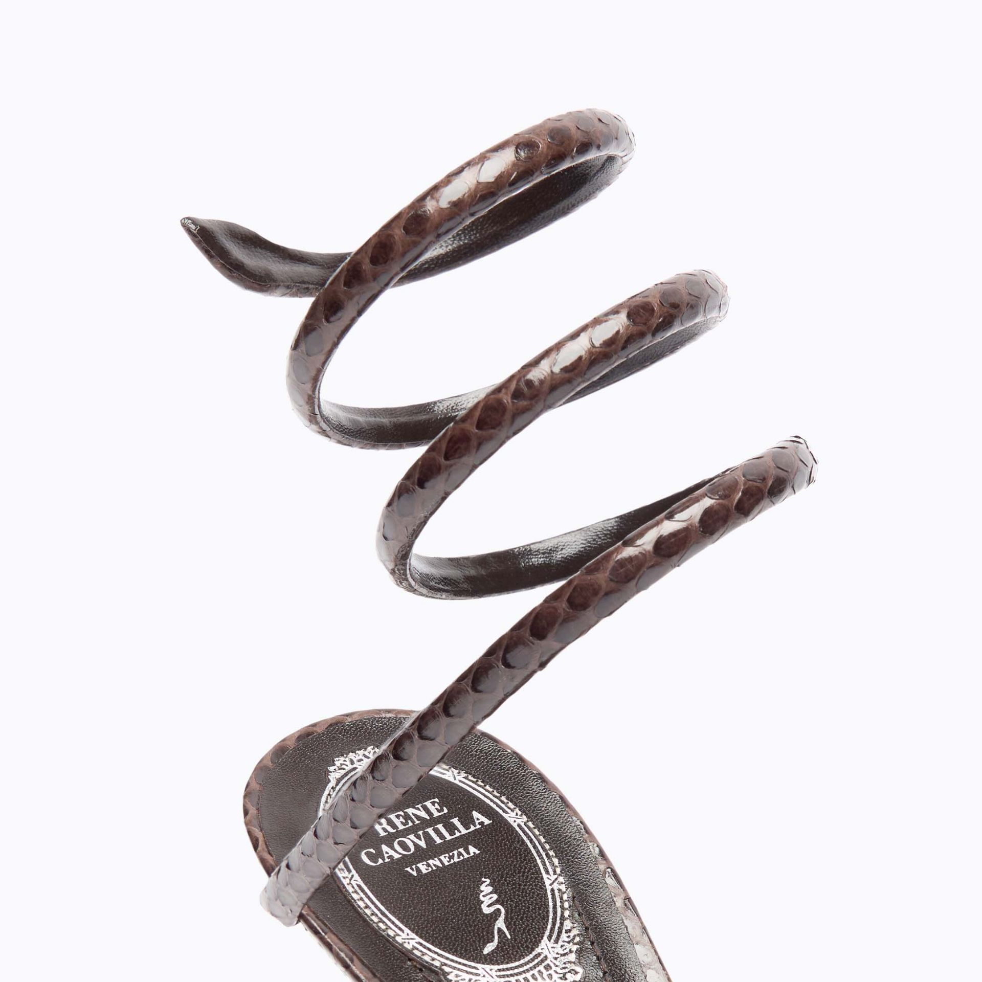 RENE CAOVILLA Cleo - Sandali Tacco Medio Serpente Ayers Marrone  C12478-080-AY015029