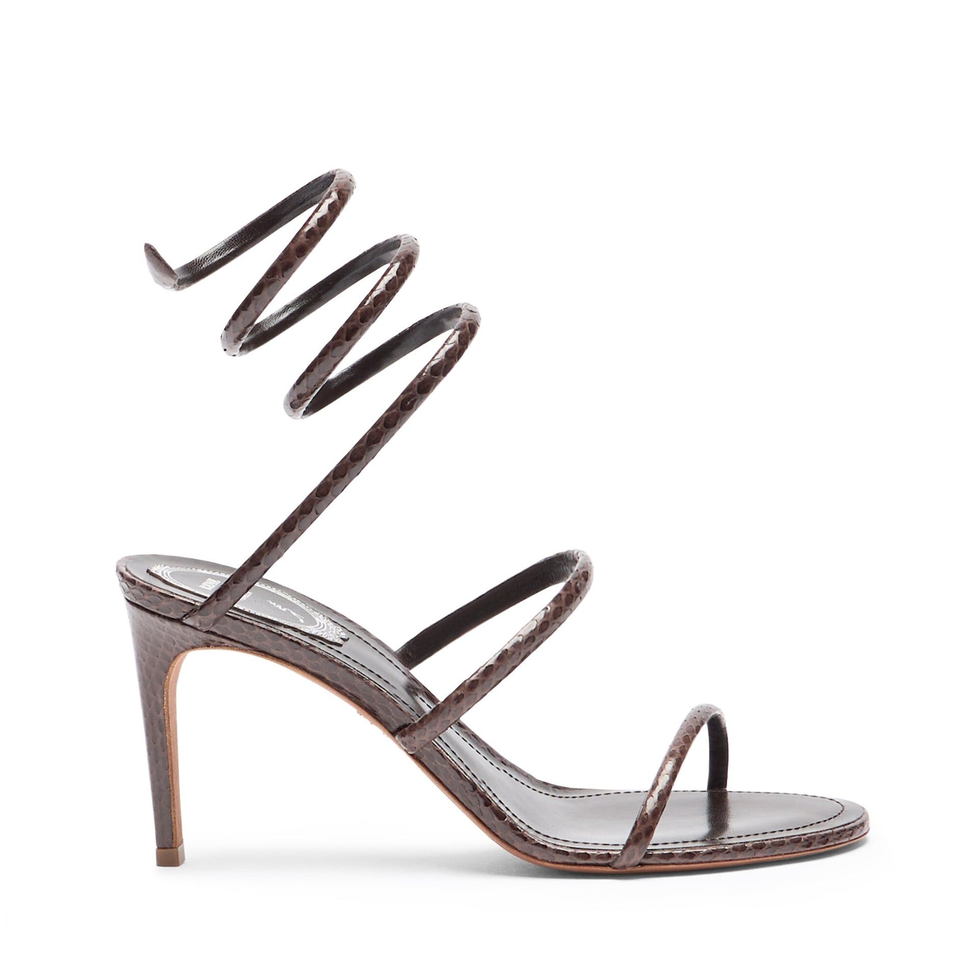 RENE CAOVILLA Cleo - Sandali Tacco Medio Serpente Ayers Marrone  C12478-080-AY015029