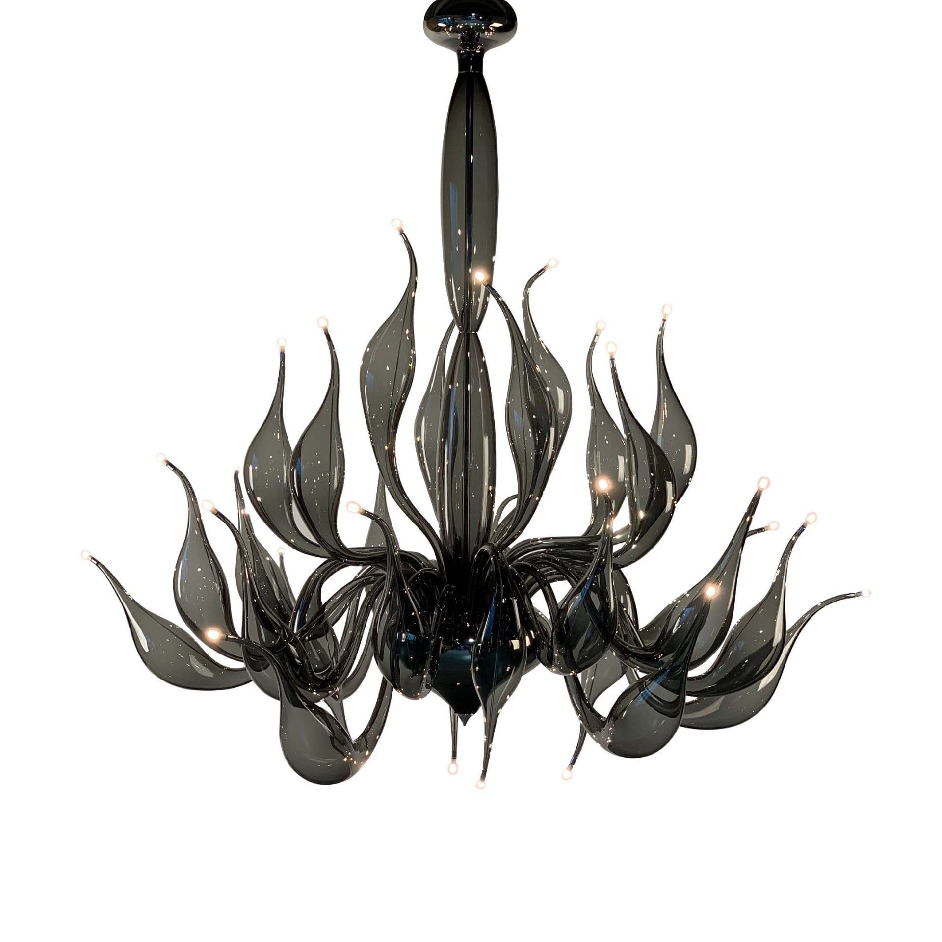 Fabio Fornasier Lampadario Moderno LU Murano Grigio H 120/150 CM - Ø 140/160 CM LU-15 GREY