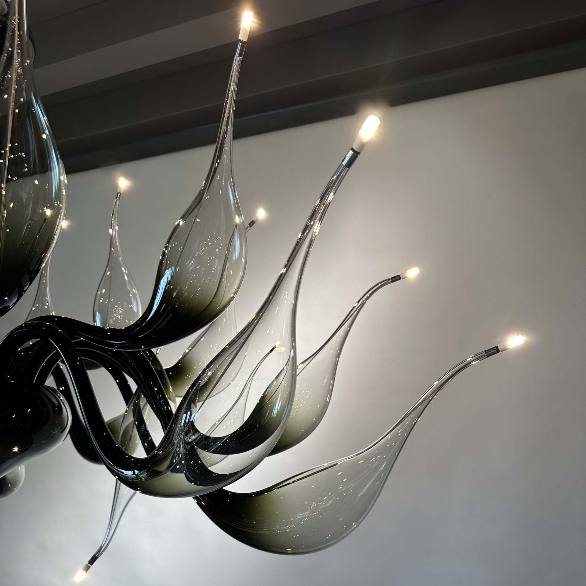 Fabio Fornasier Lampadario Moderno LU Murano Grigio H 120/150 CM - Ø 140/160 CM LU-15 GREY