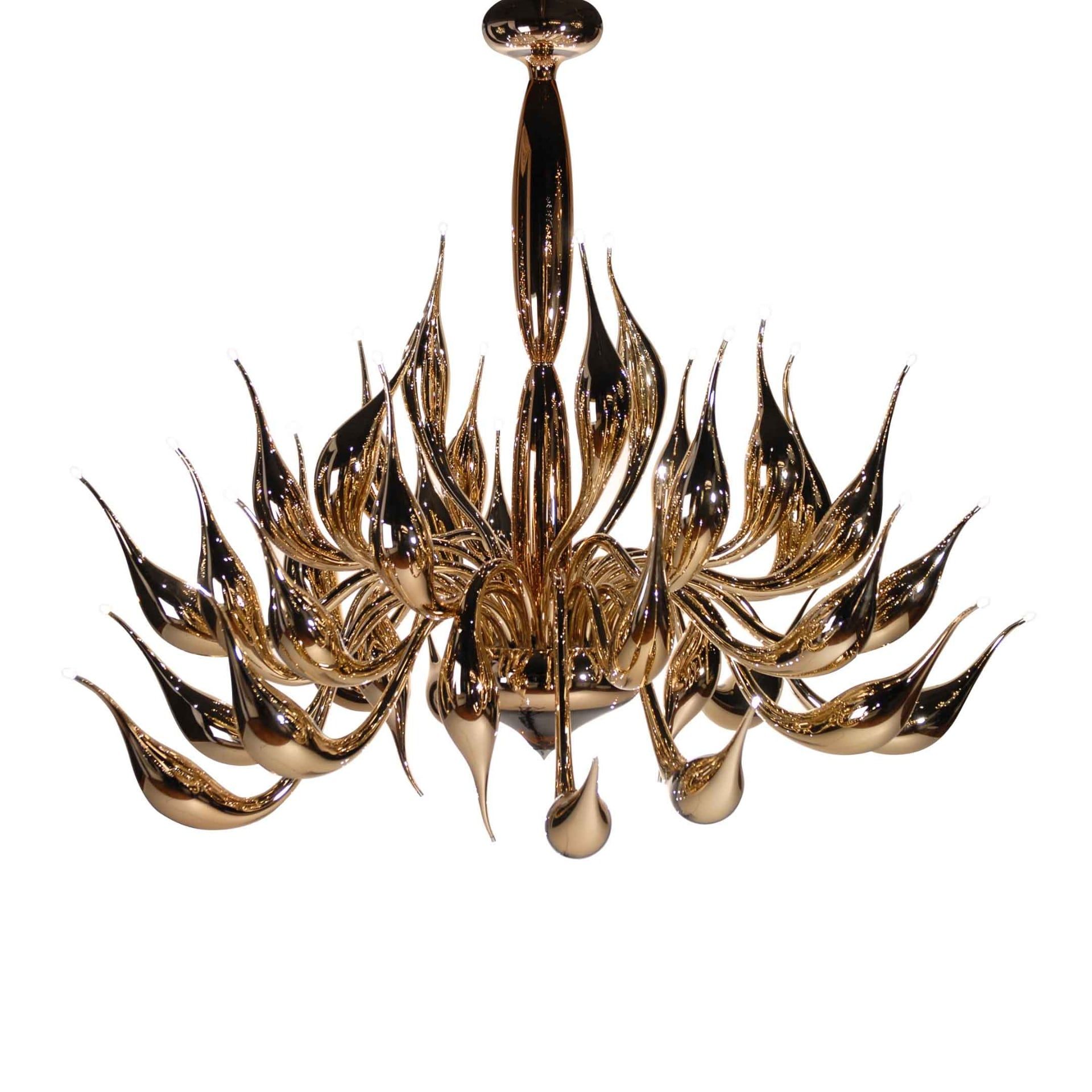 Fabio Fornasier Lampadario Moderno LU Murano Oro H 170/180 CM - Ø 200/220 CM LU-1 GOLD