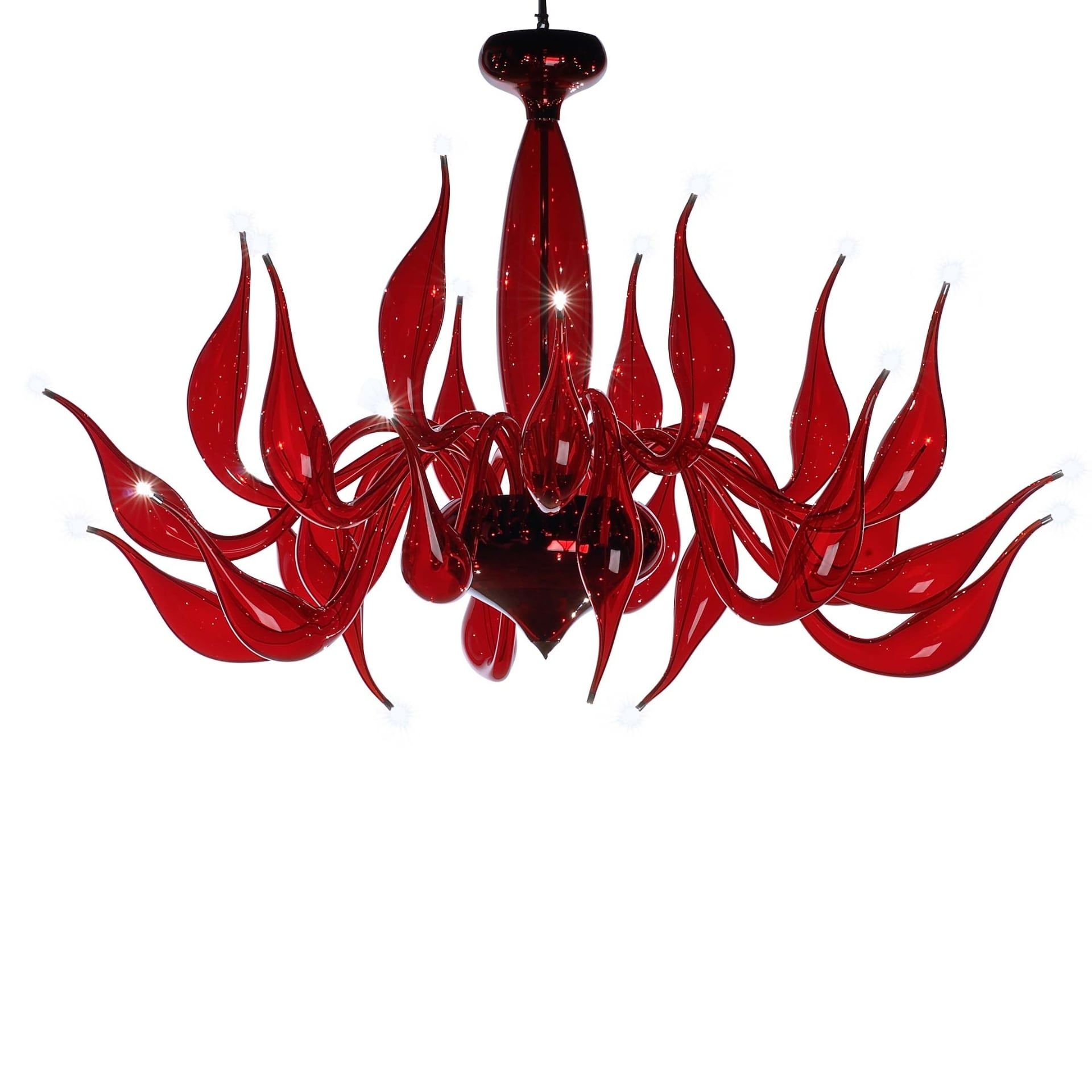 Fabio Fornasier Lampadario Moderno LU Murano Rosso H 120/140 CM - Ø 130/140 CM LU-4 RED