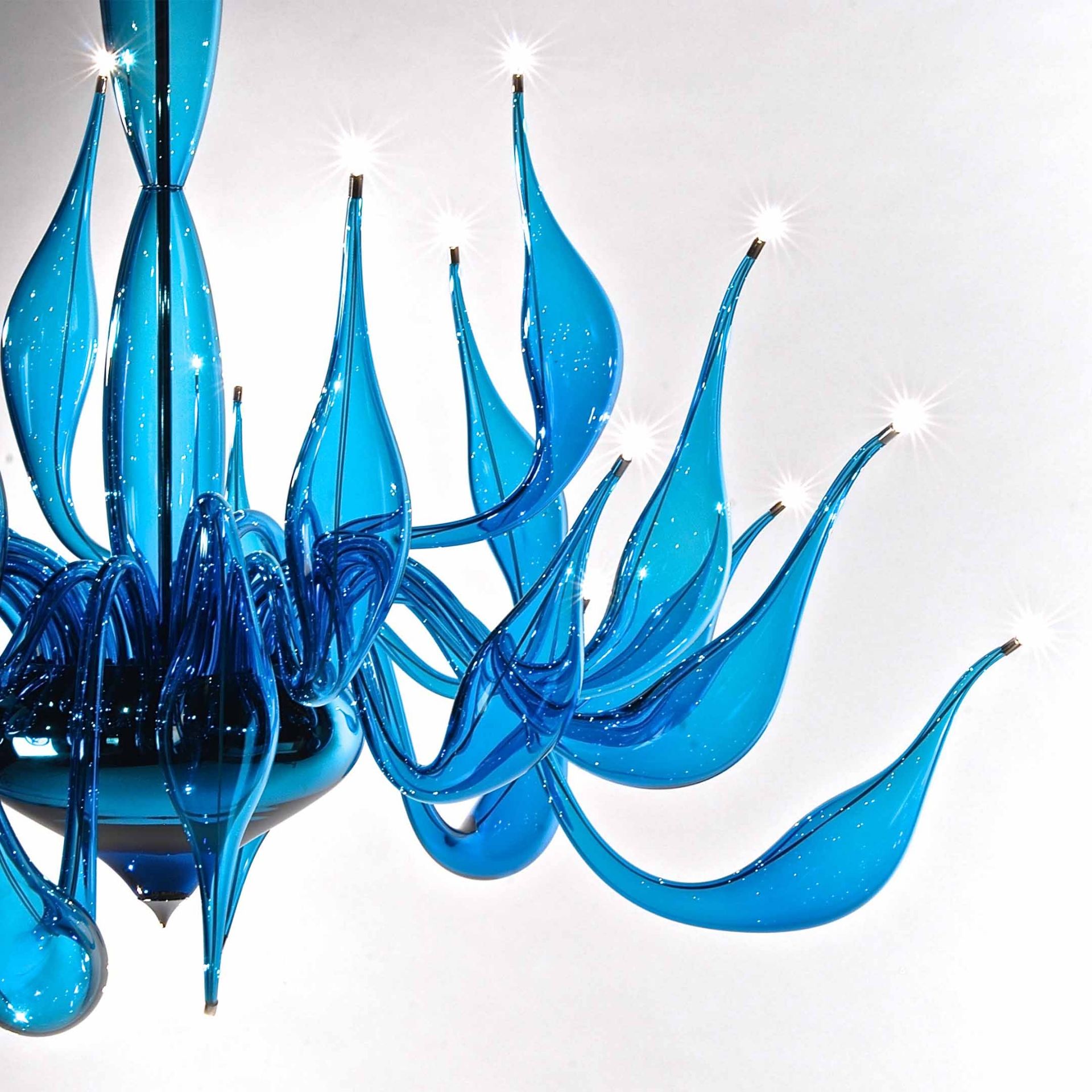 Fabio Fornasier Lampadario Moderno LU Murano Turchese H 120/140 CM - Ø 130/140 CM LU-14 TURQUOISE