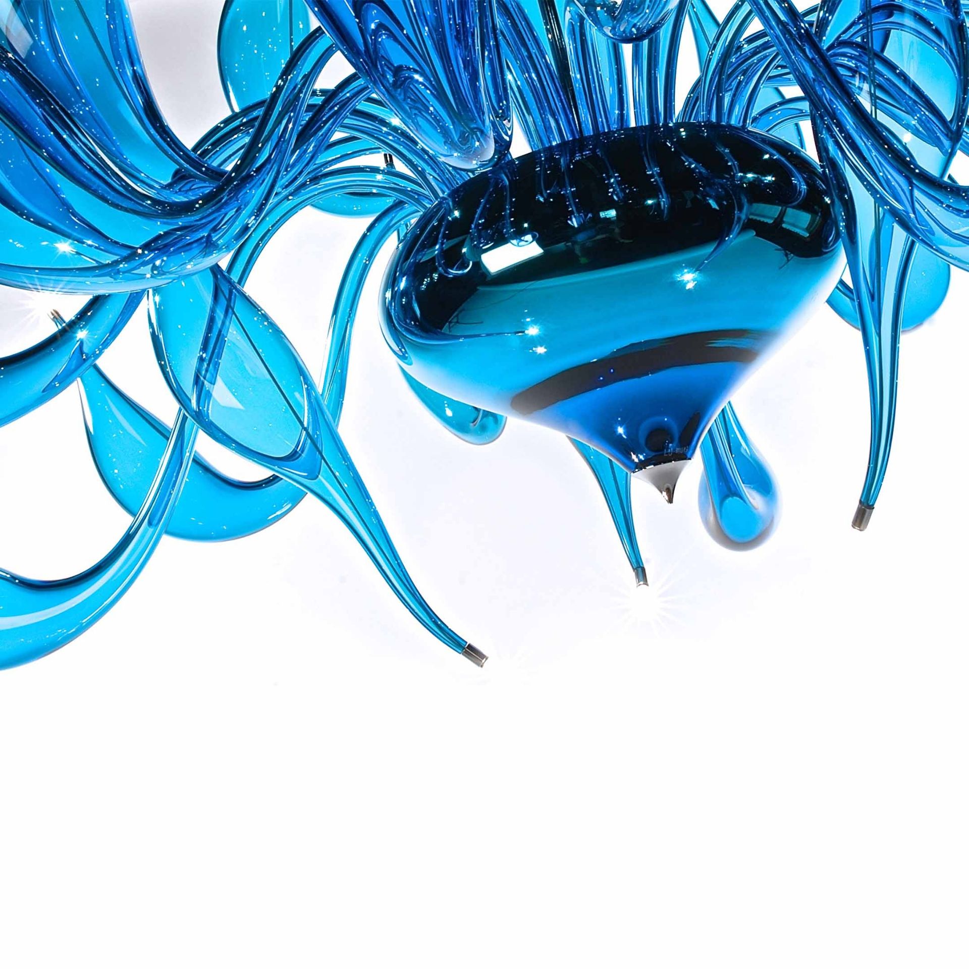 Fabio Fornasier Lampadario Moderno LU Murano Turchese H 120/140 CM - Ø 130/140 CM LU-14 TURQUOISE