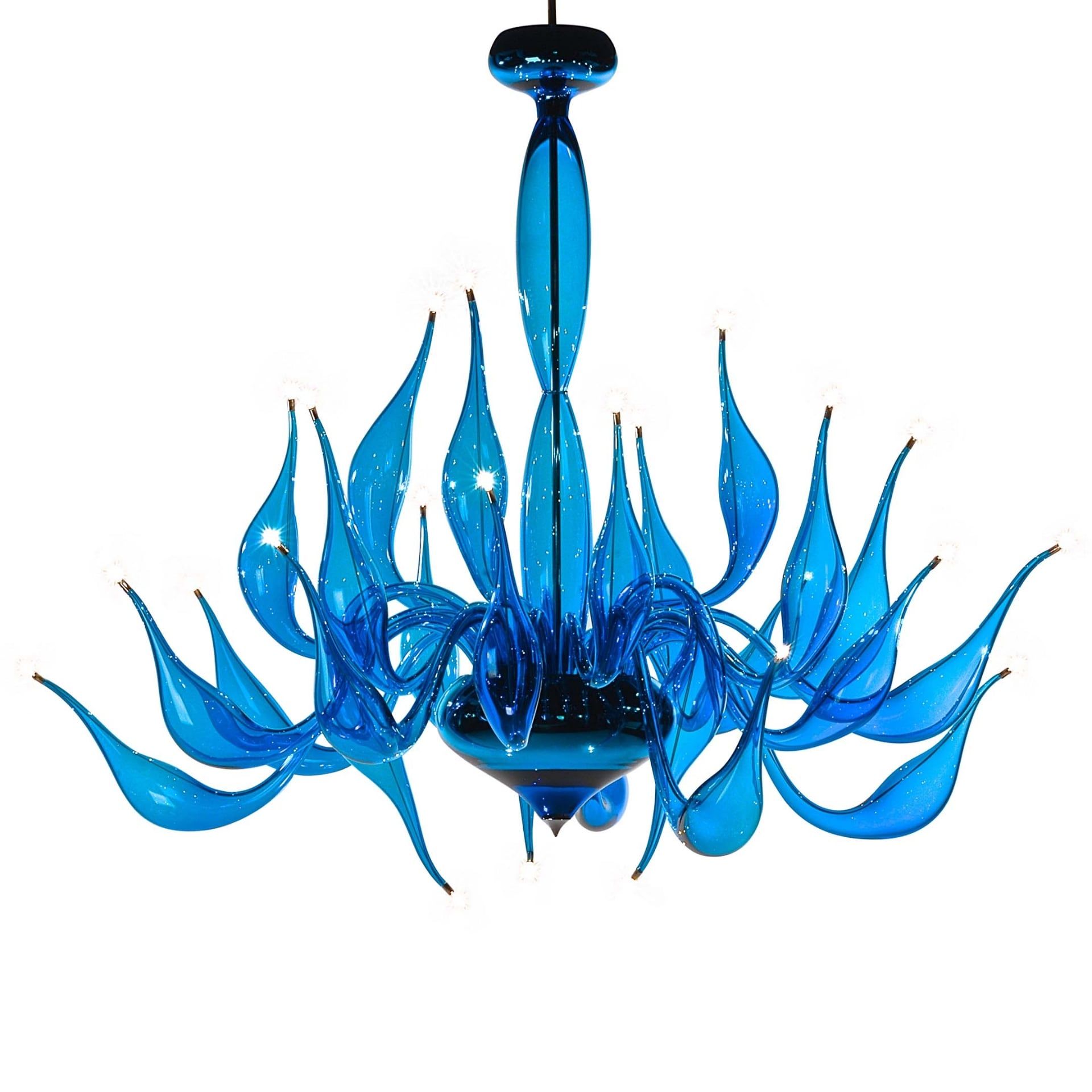 Fabio Fornasier Lampadario Moderno LU Murano Turchese H 120/140 CM - Ø 130/140 CM LU-14 TURQUOISE