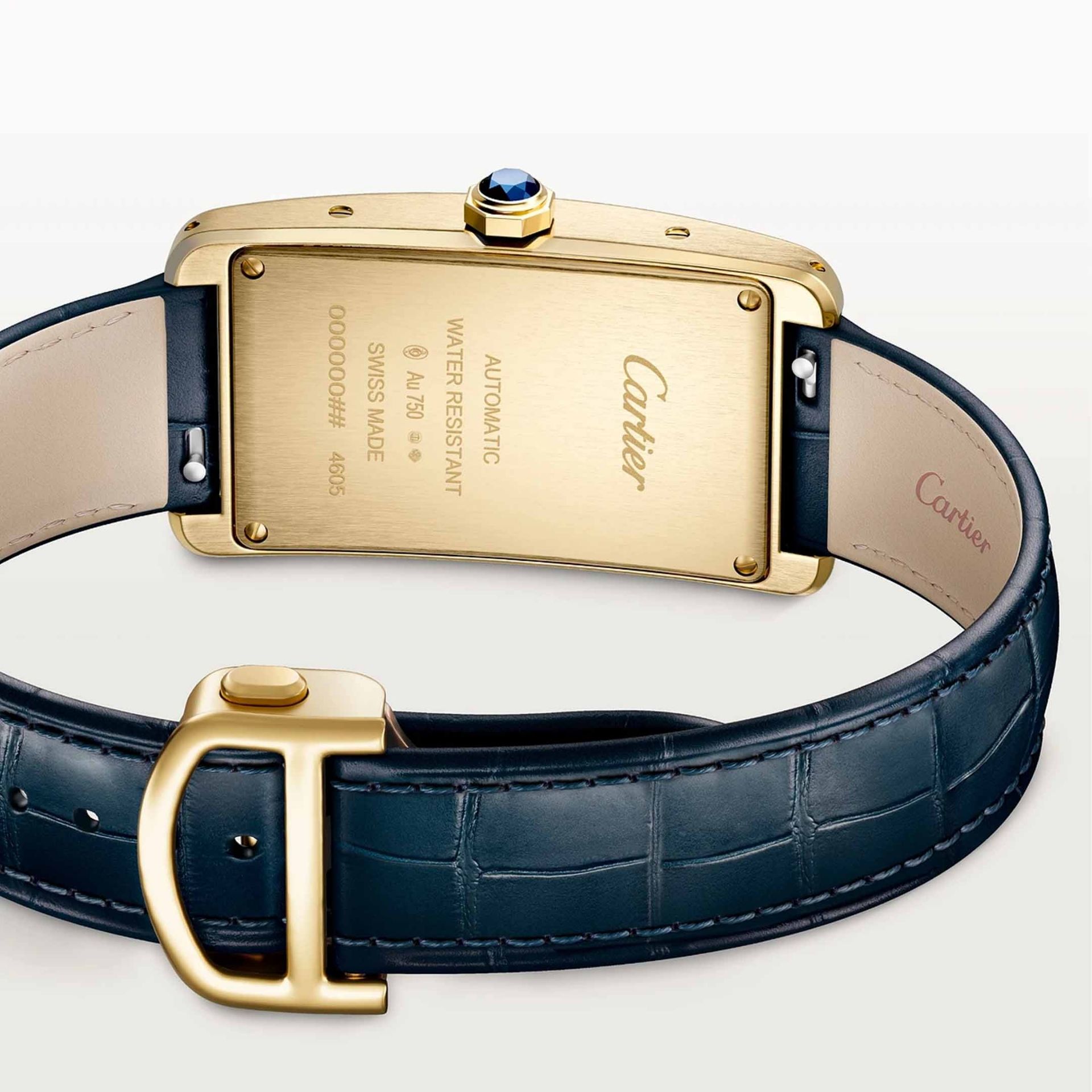 CARTIER Tank Américaine Modello Grande, Oro Giallo, Pelle 44.4 X 24.4 MM WGTA0300